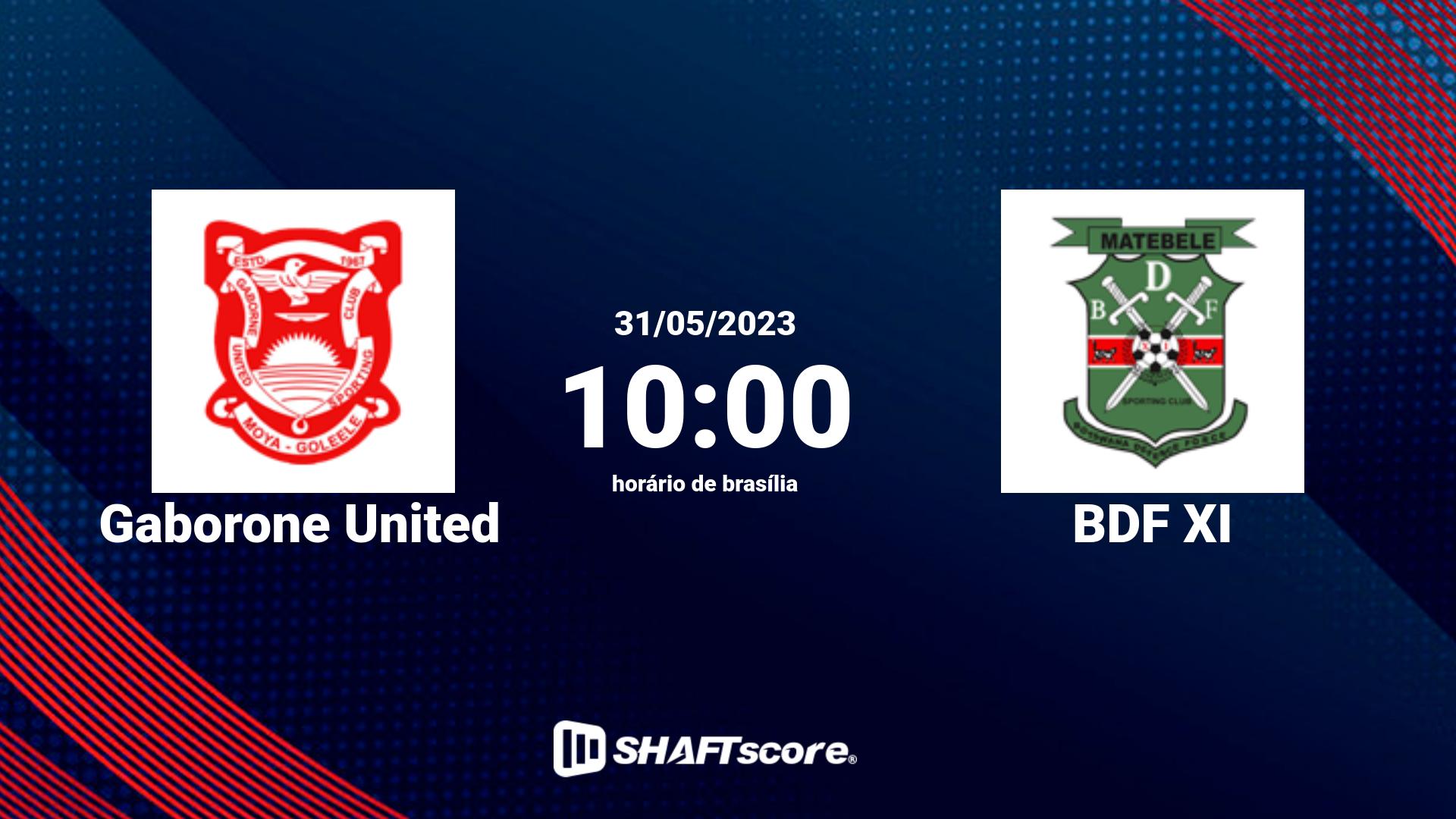 Estatísticas do jogo Gaborone United vs BDF XI 31.05 10:00