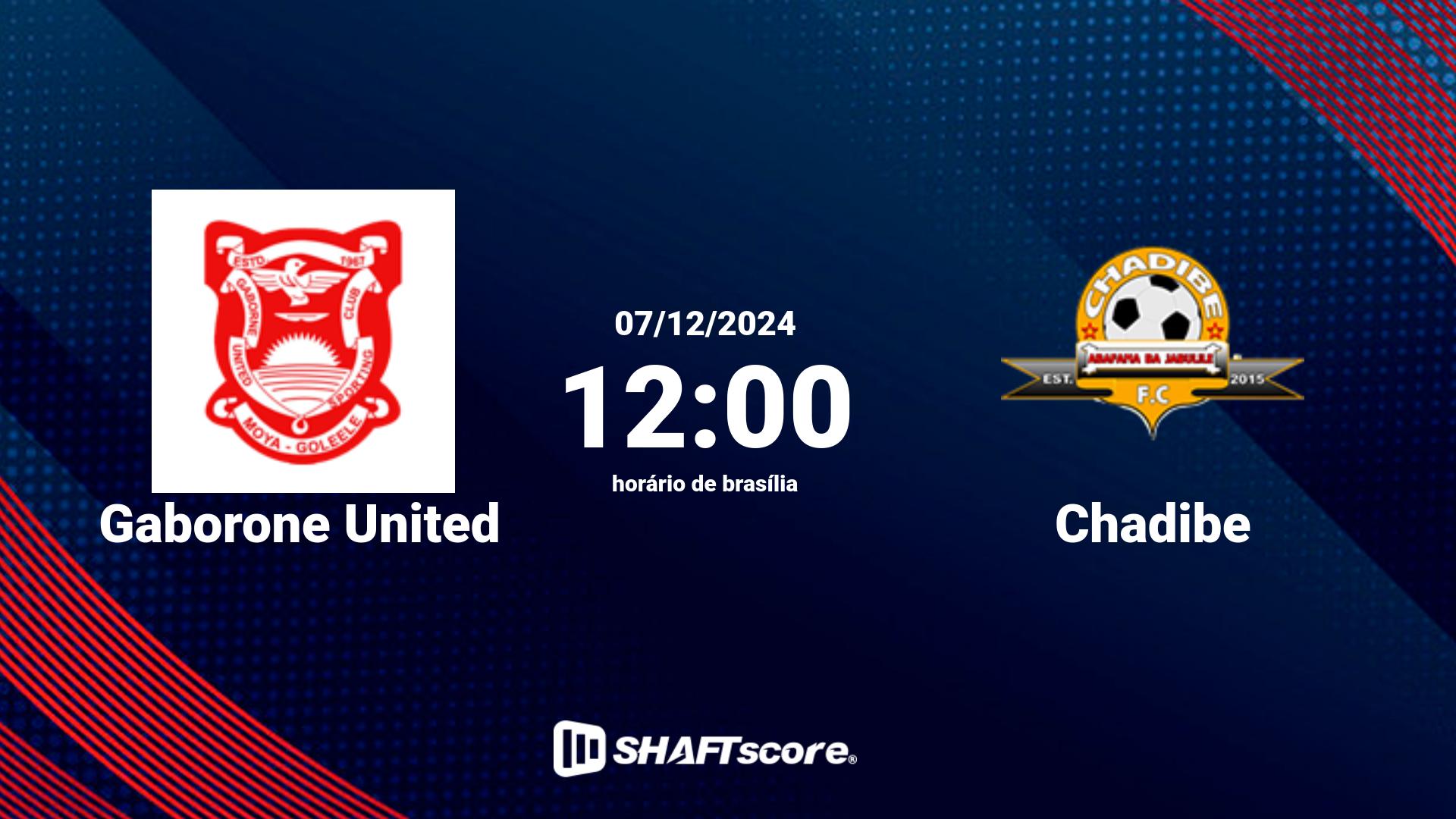 Estatísticas do jogo Gaborone United vs Chadibe 07.12 12:00