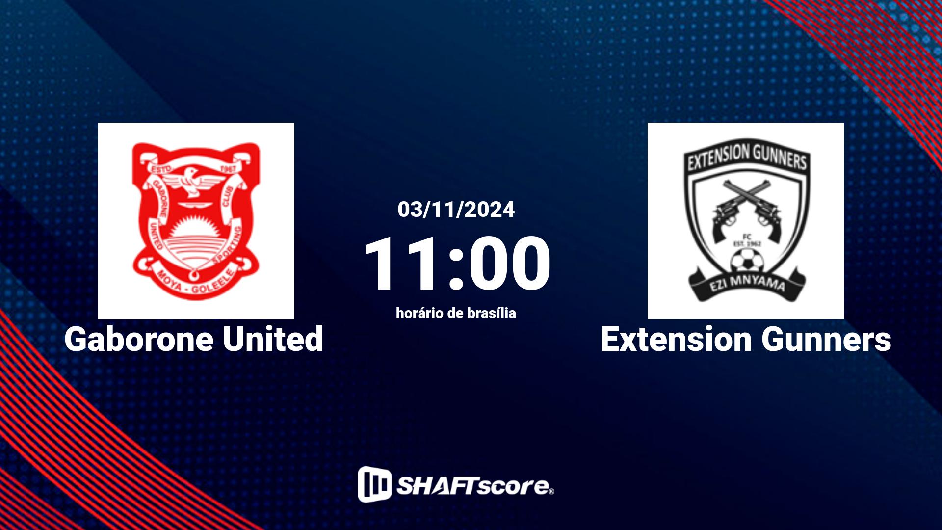 Estatísticas do jogo Gaborone United vs Extension Gunners 03.11 11:00