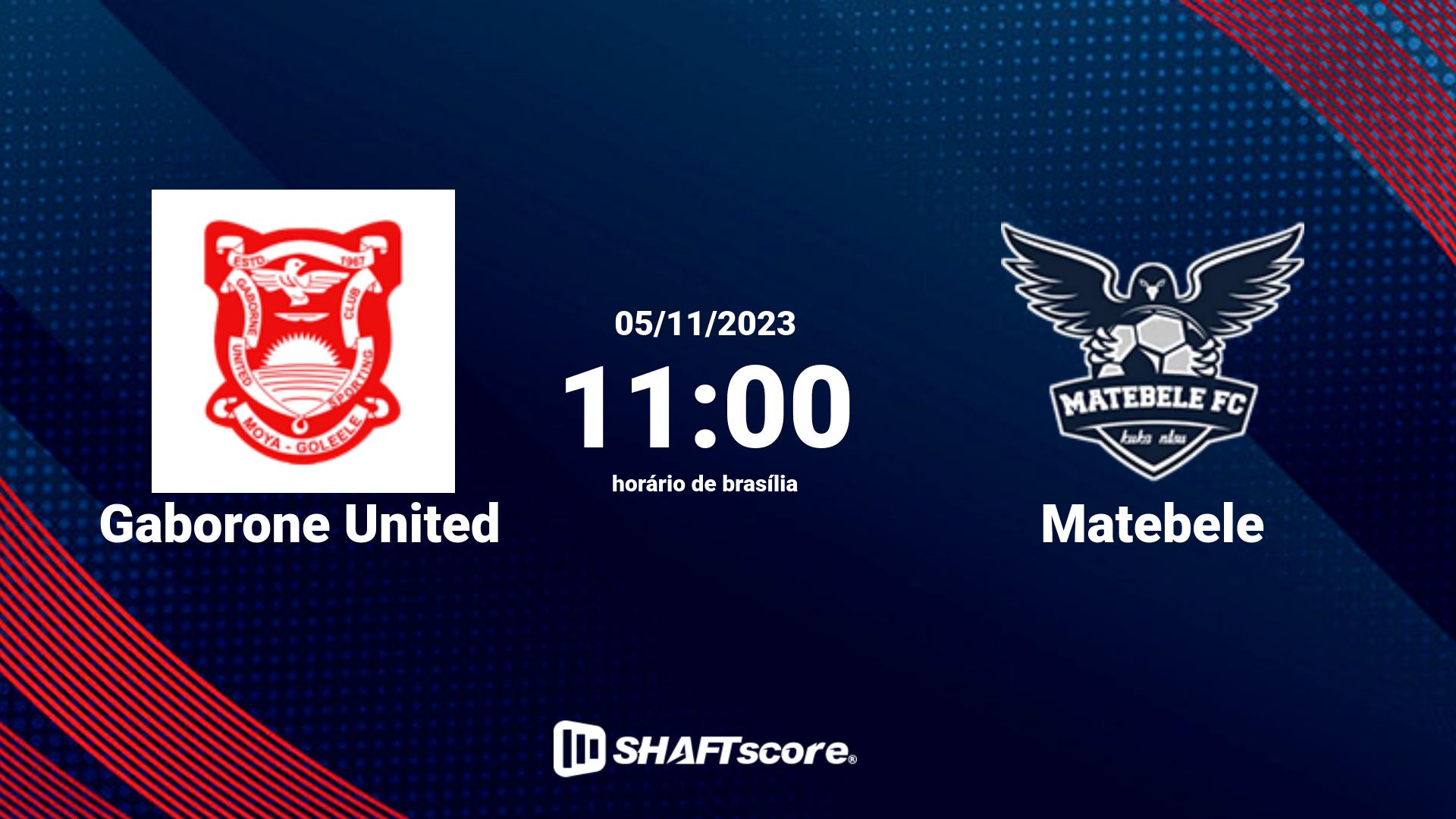 Estatísticas do jogo Gaborone United vs Matebele 05.11 11:00