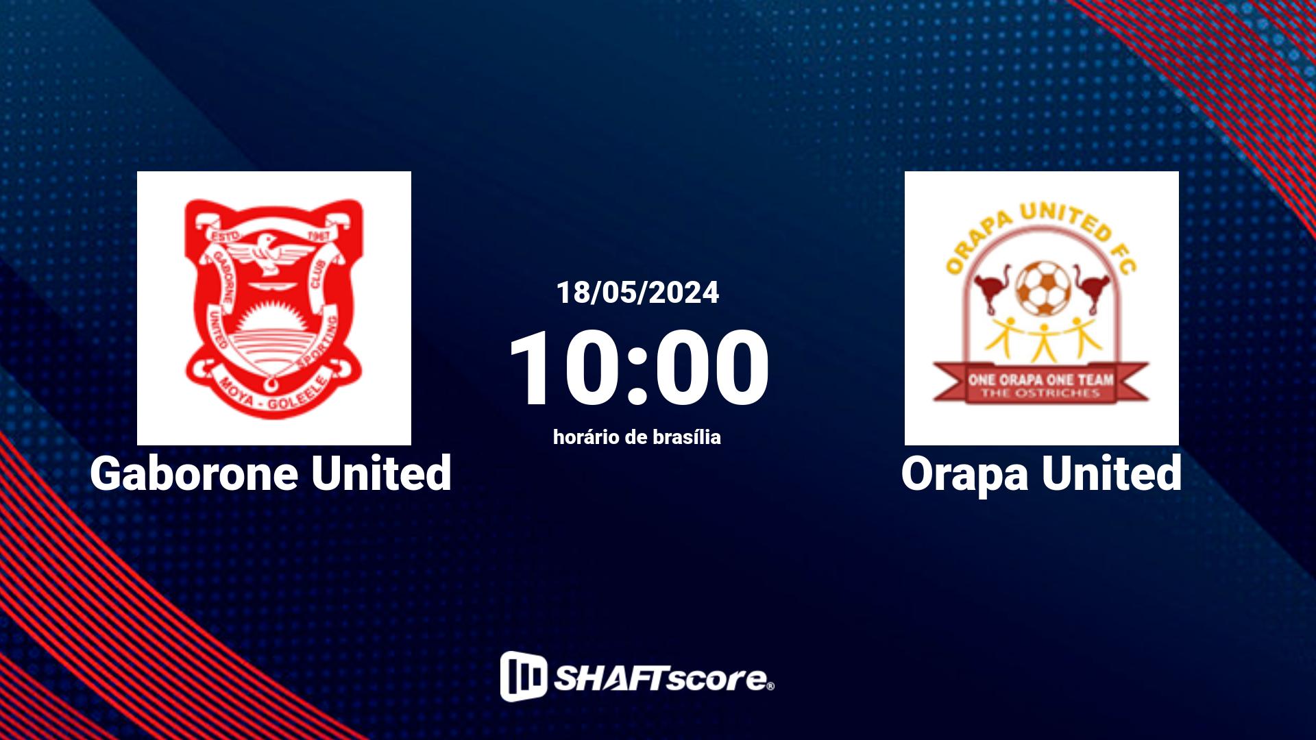 Estatísticas do jogo Gaborone United vs Orapa United 18.05 10:00