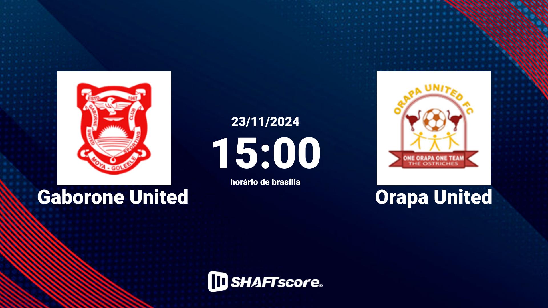 Estatísticas do jogo Gaborone United vs Orapa United 23.11 15:00