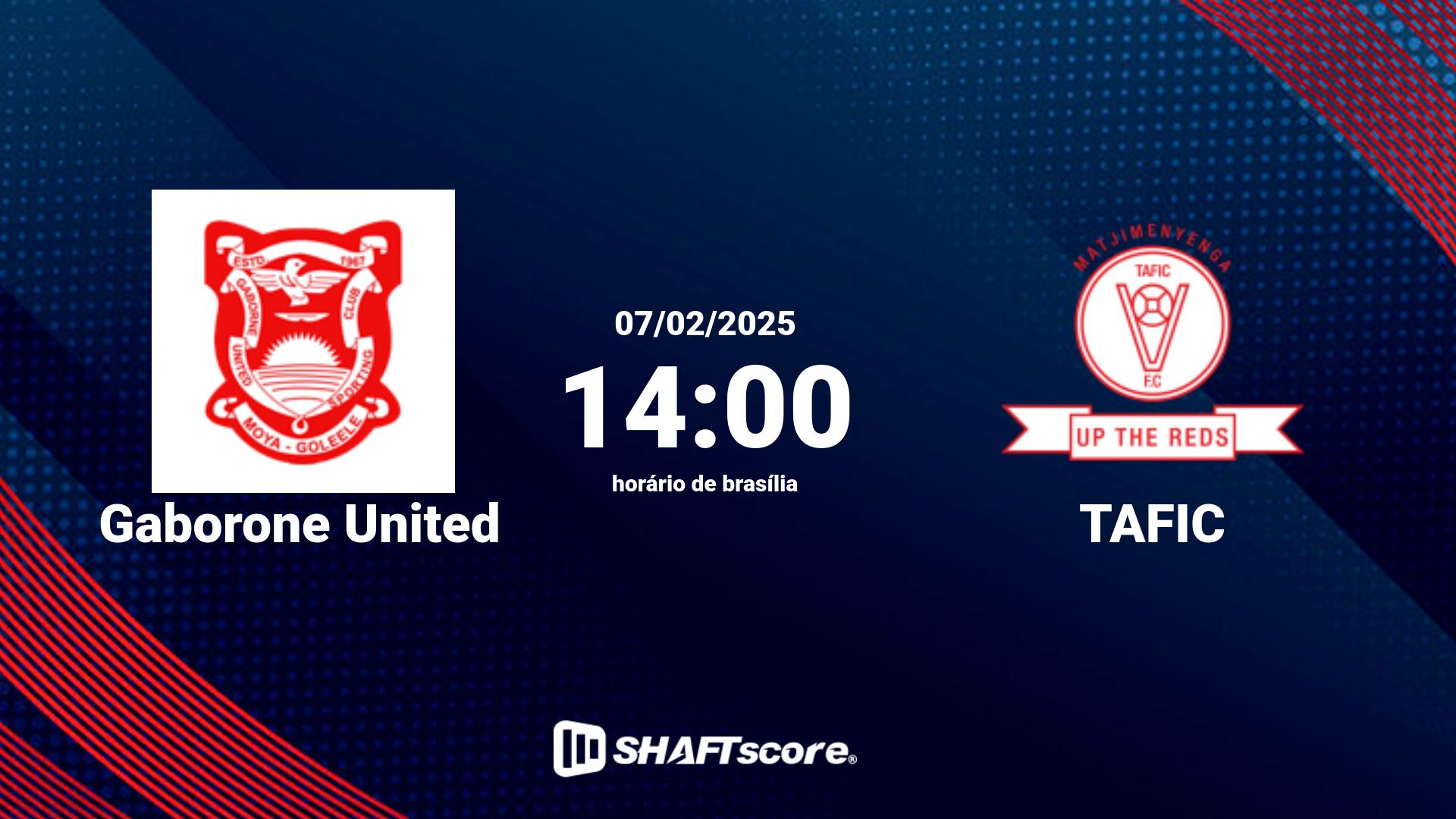 Estatísticas do jogo Gaborone United vs TAFIC 07.02 14:00