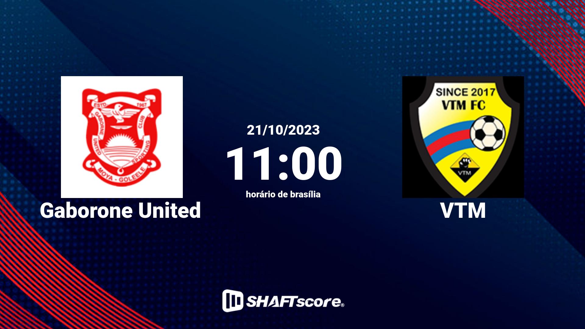 Estatísticas do jogo Gaborone United vs VTM 21.10 11:00