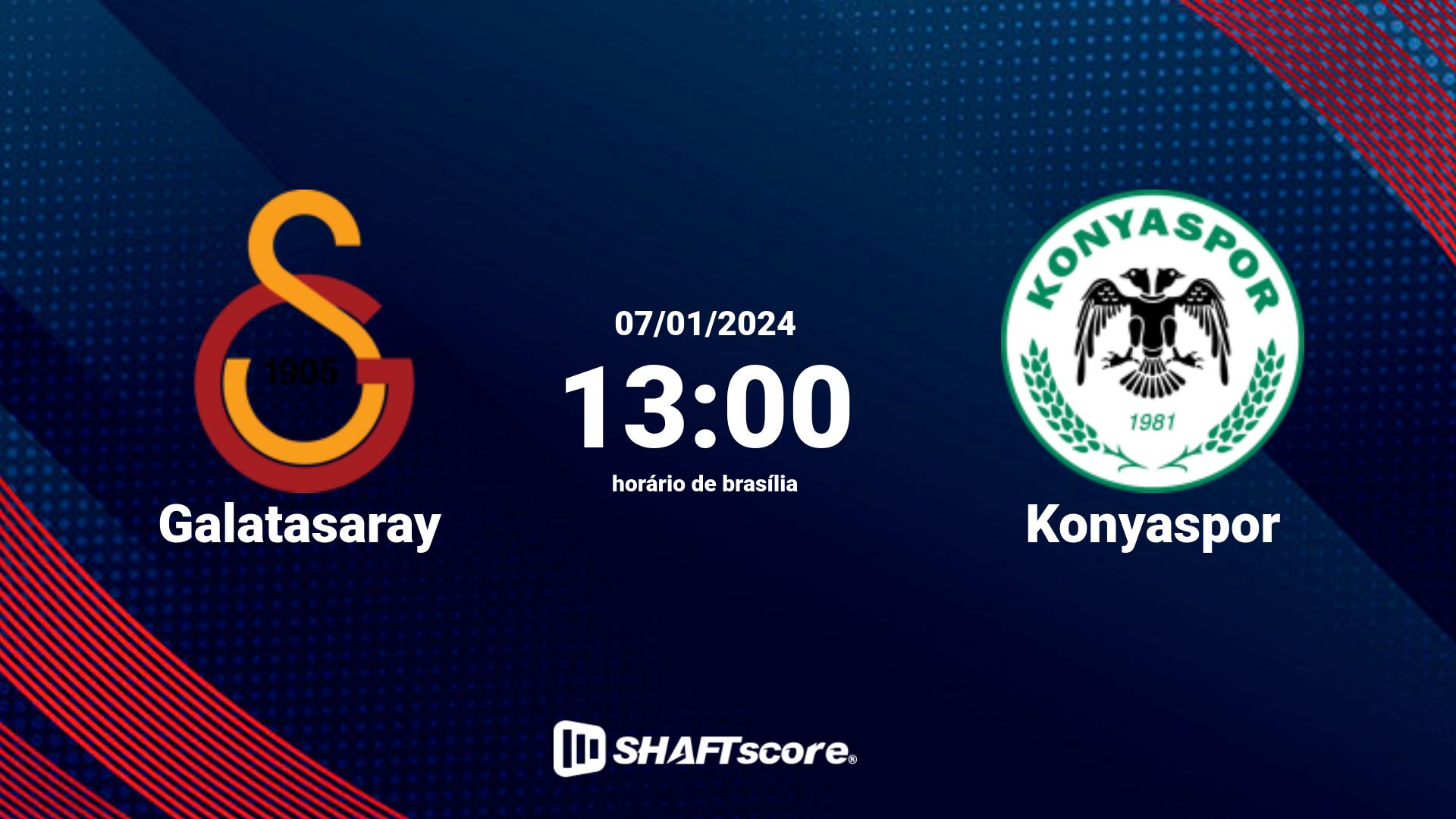 Estatísticas do jogo Galatasaray vs Konyaspor 07.01 13:00