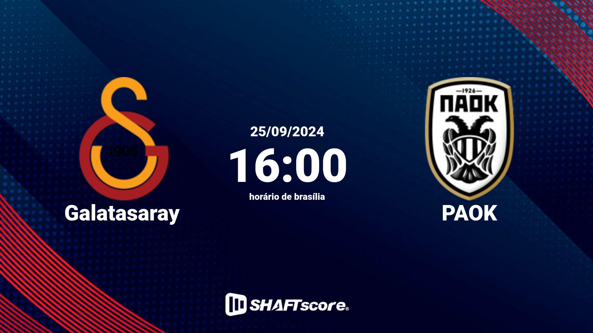 Estatísticas do jogo Galatasaray vs PAOK 25.09 16:00