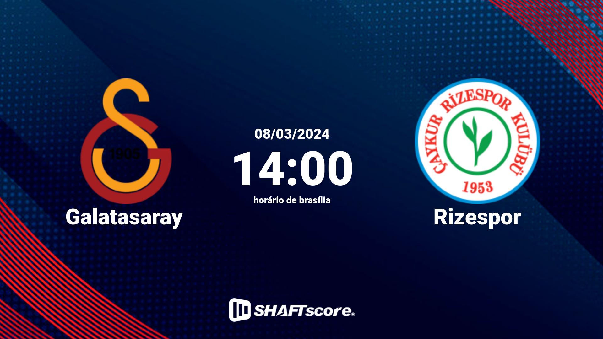 Estatísticas do jogo Galatasaray vs Rizespor 08.03 14:00