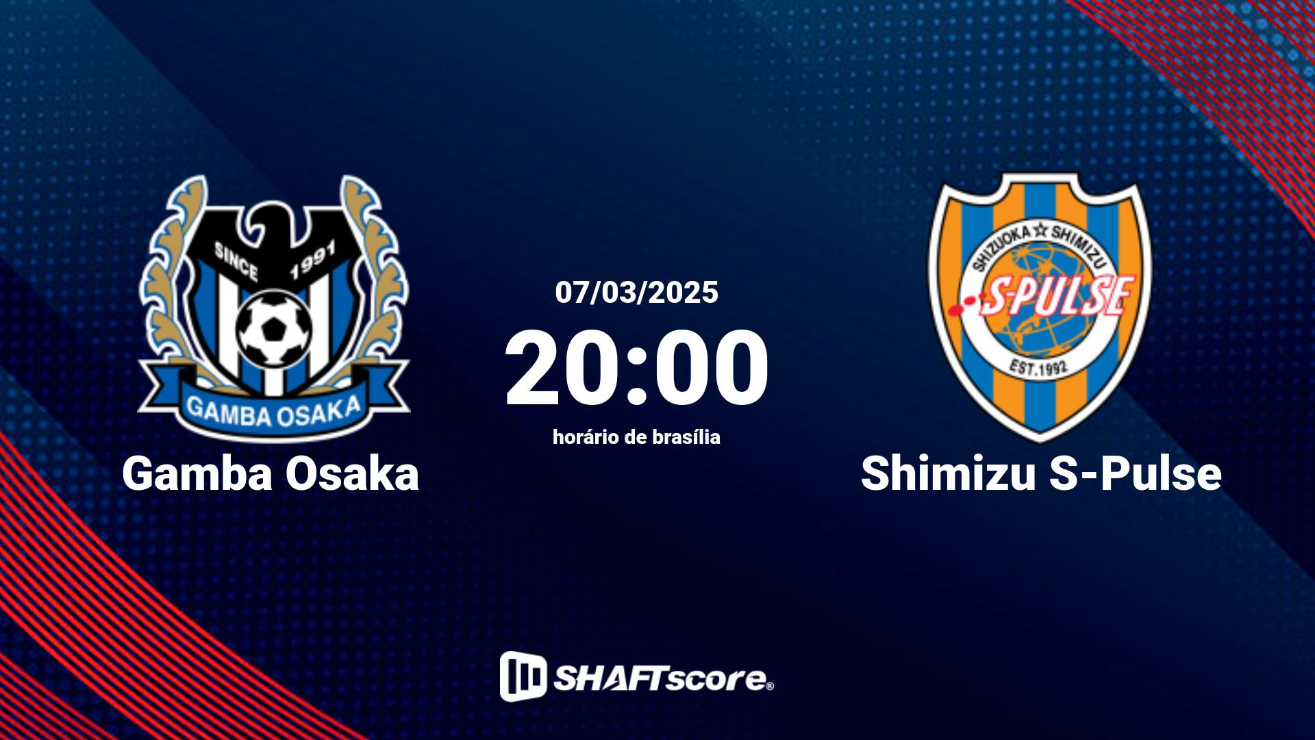 Estatísticas do jogo Gamba Osaka vs Shimizu S-Pulse 07.03 20:00