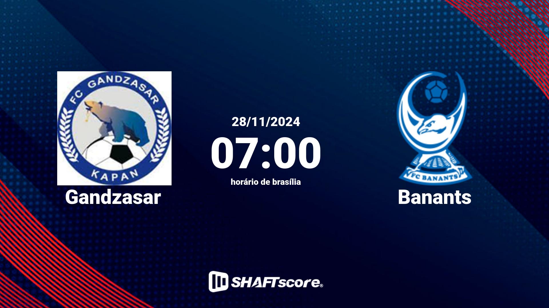 Estatísticas do jogo Gandzasar vs Banants 28.11 07:00