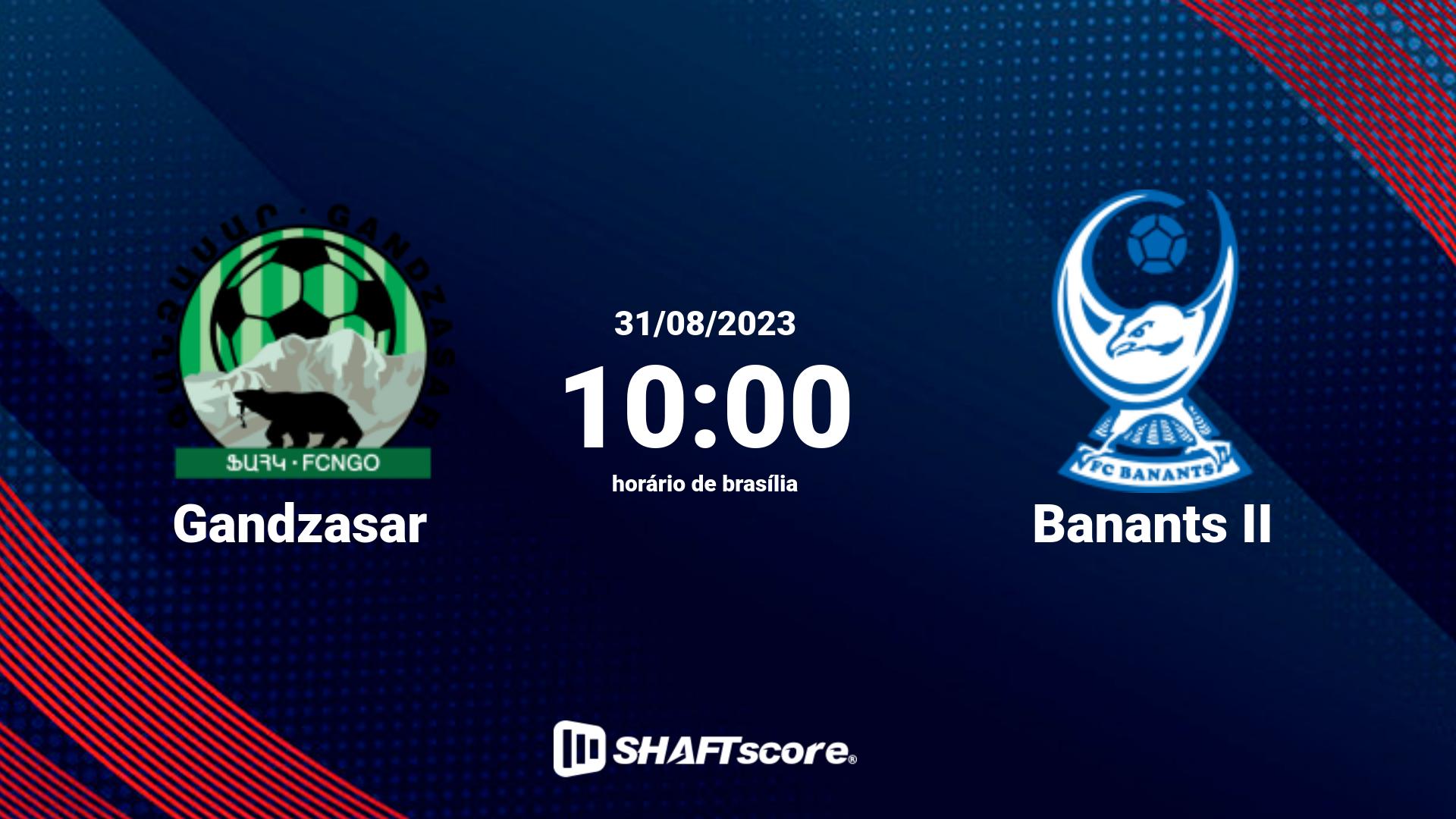 Estatísticas do jogo Gandzasar vs Banants II 31.08 10:00