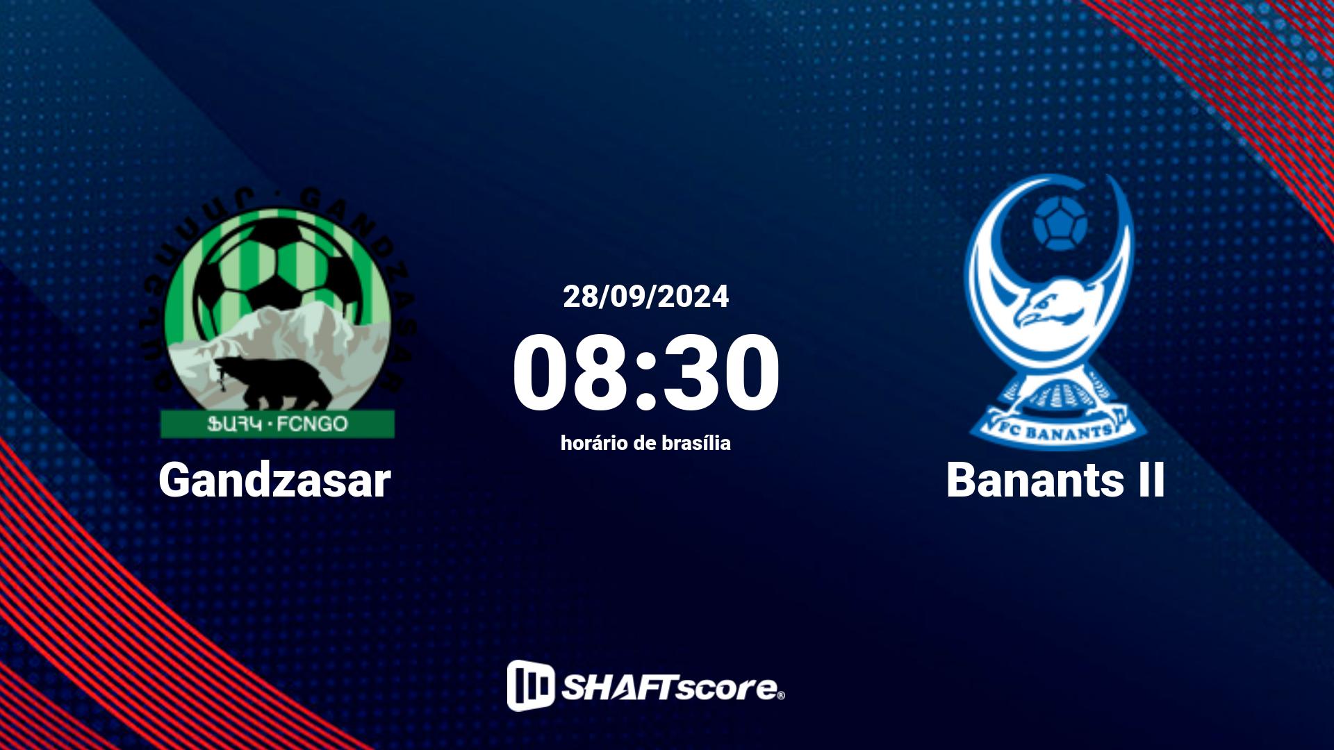 Estatísticas do jogo Gandzasar vs Banants II 28.09 08:30