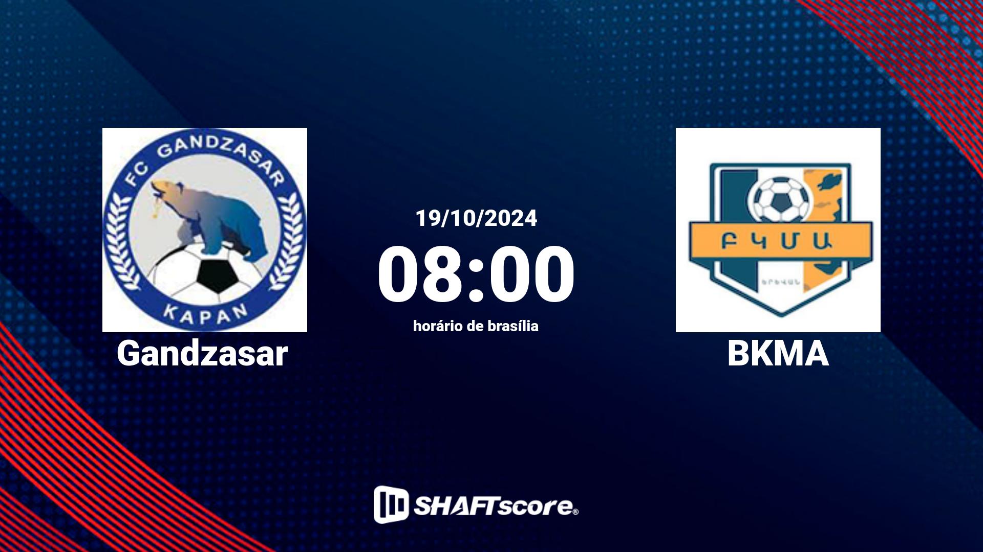 Estatísticas do jogo Gandzasar vs BKMA 19.10 08:00