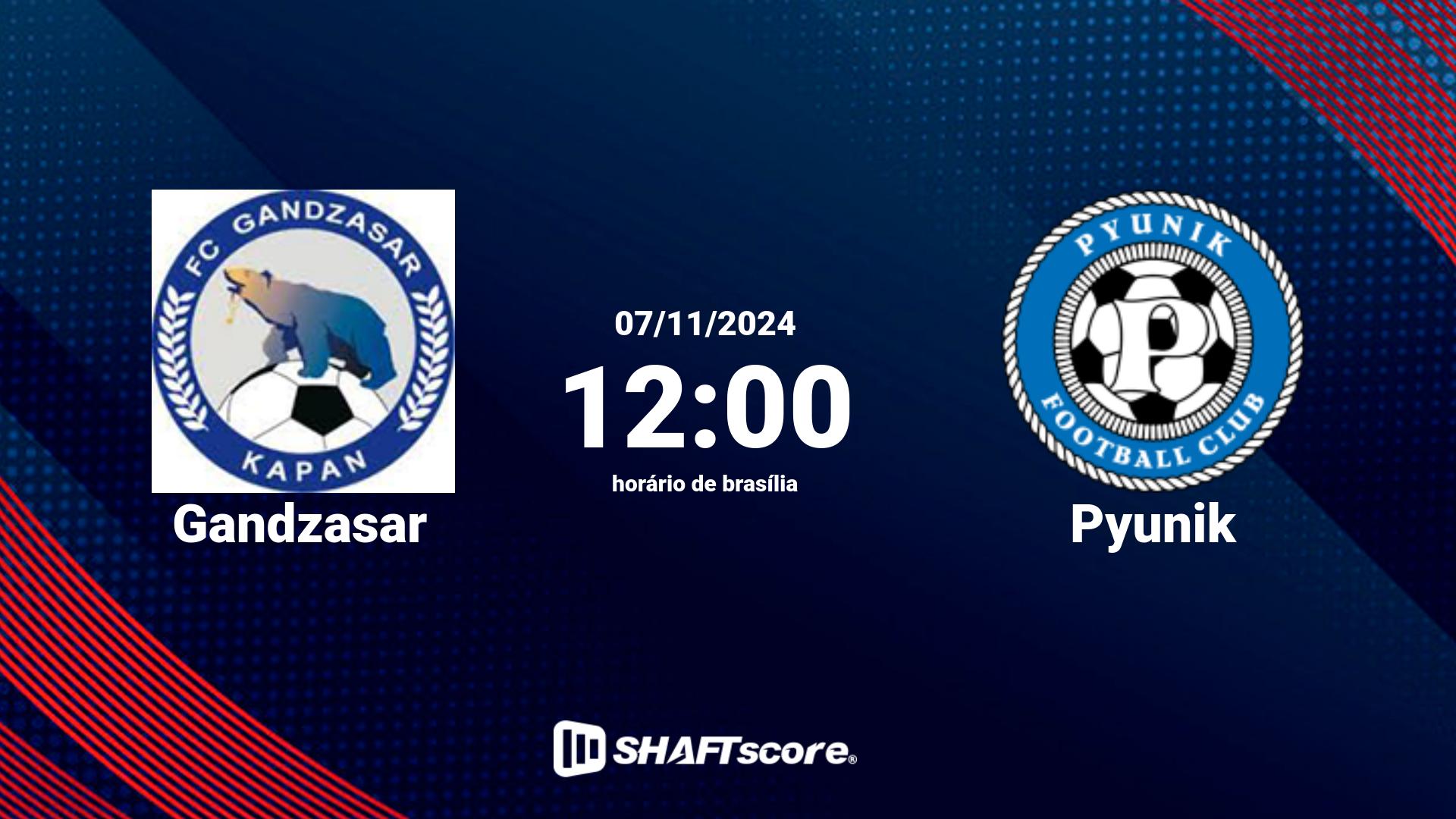 Estatísticas do jogo Gandzasar vs Pyunik 07.11 12:00