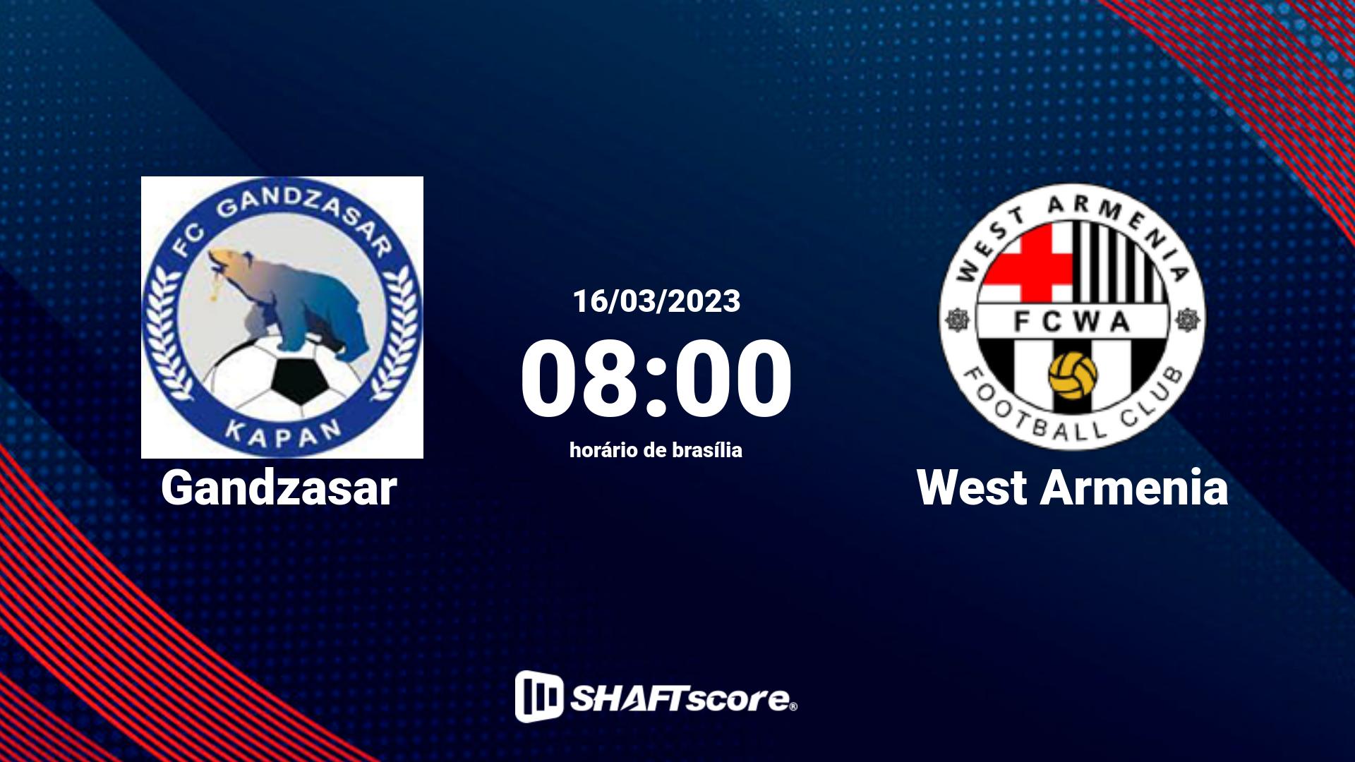 Estatísticas do jogo Gandzasar vs West Armenia 16.03 08:00