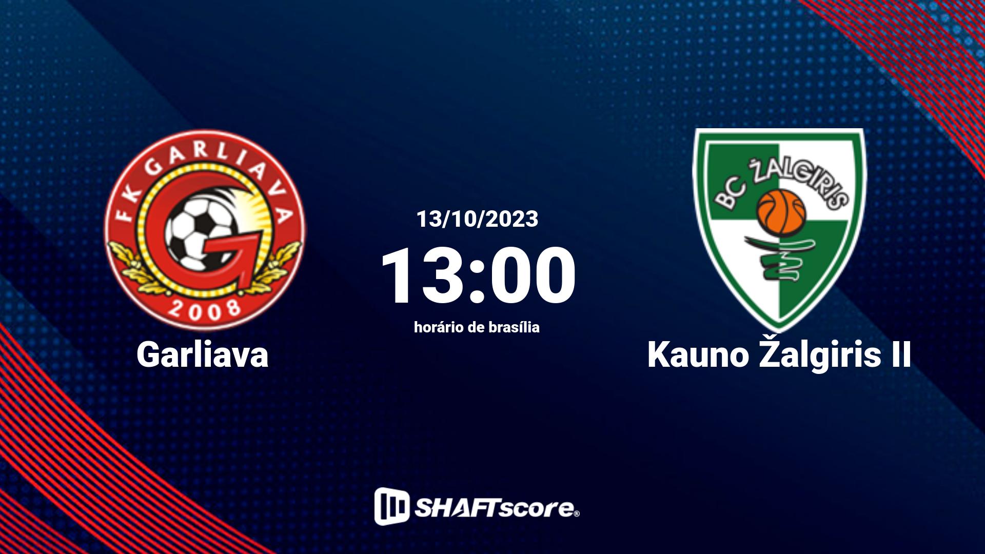 Estatísticas do jogo Garliava vs Kauno Žalgiris II 13.10 13:00