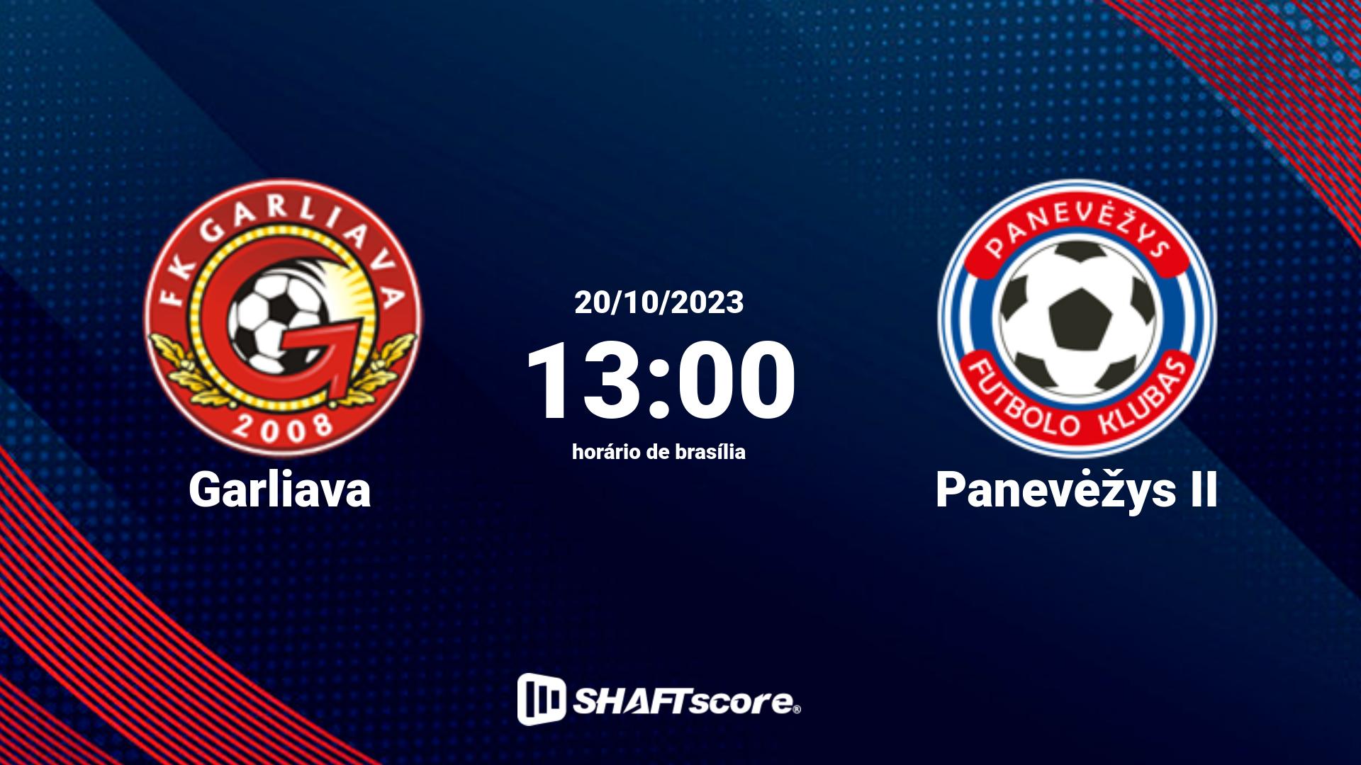 Estatísticas do jogo Garliava vs Panevėžys II 20.10 13:00