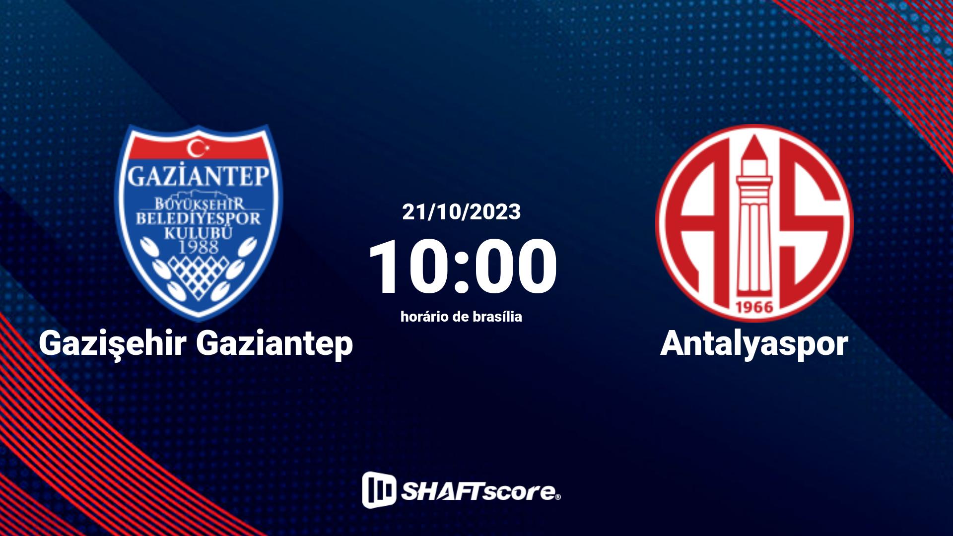 Estatísticas do jogo Gazişehir Gaziantep vs Antalyaspor 21.10 10:00