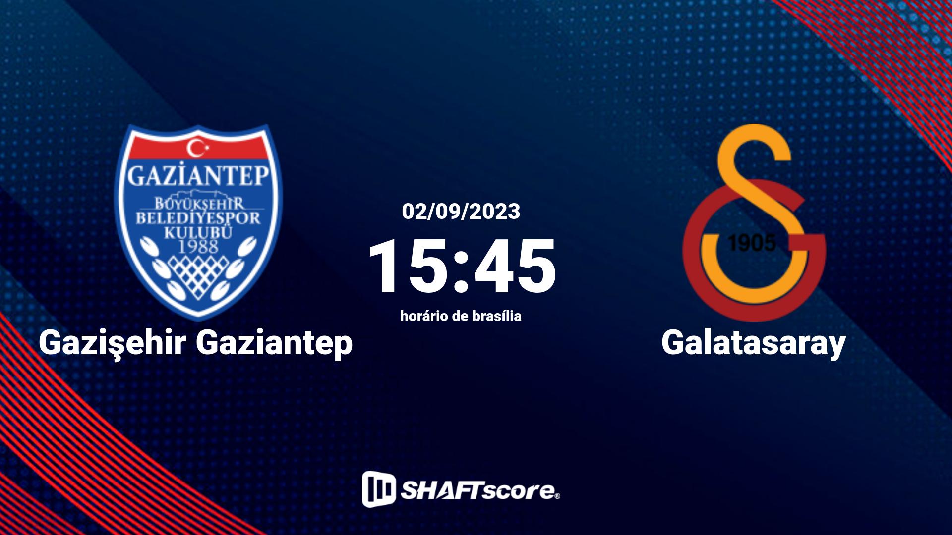 Estatísticas do jogo Gazişehir Gaziantep vs Galatasaray 02.09 15:45