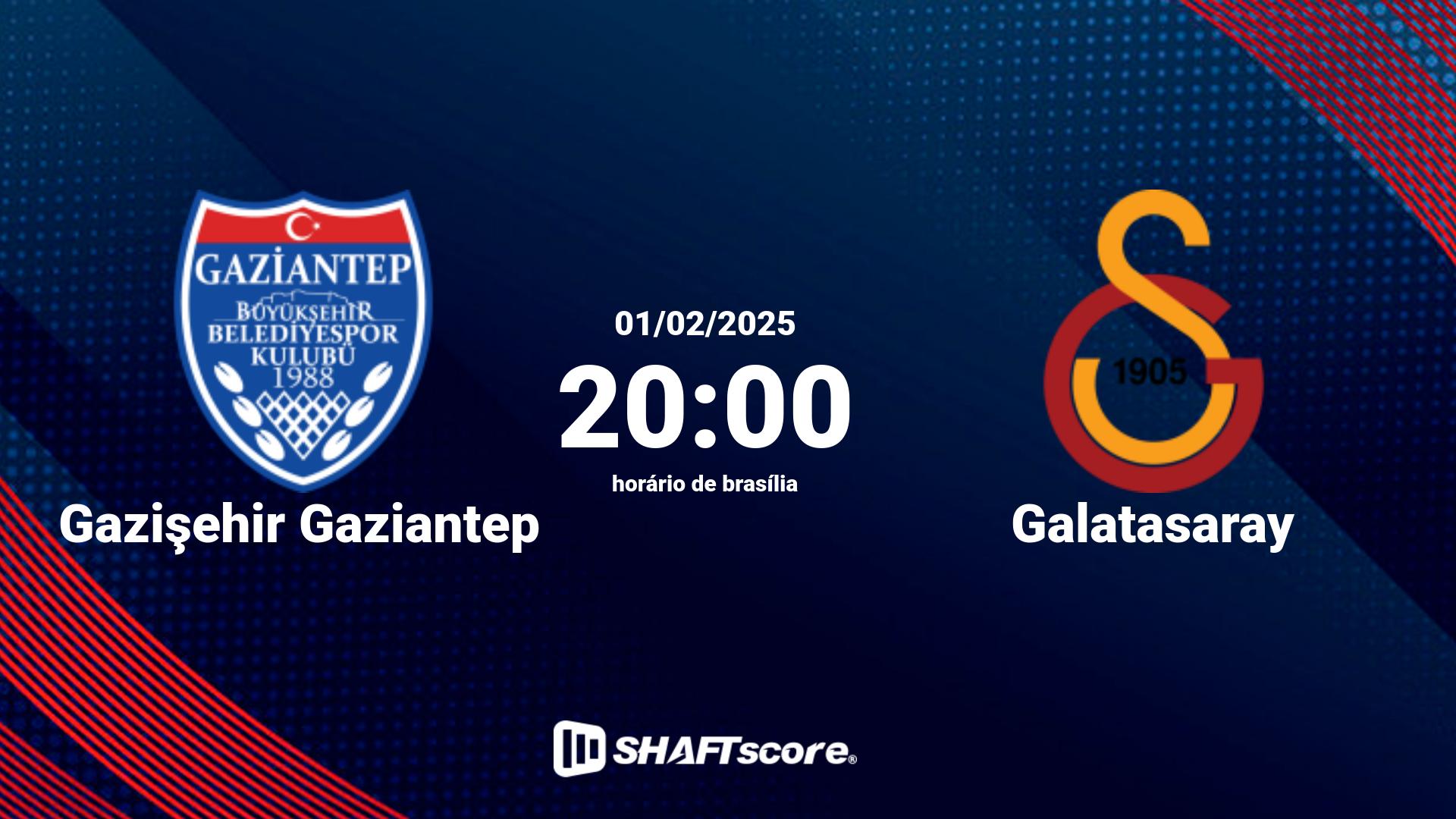 Estatísticas do jogo Gazişehir Gaziantep vs Galatasaray 01.02 20:00