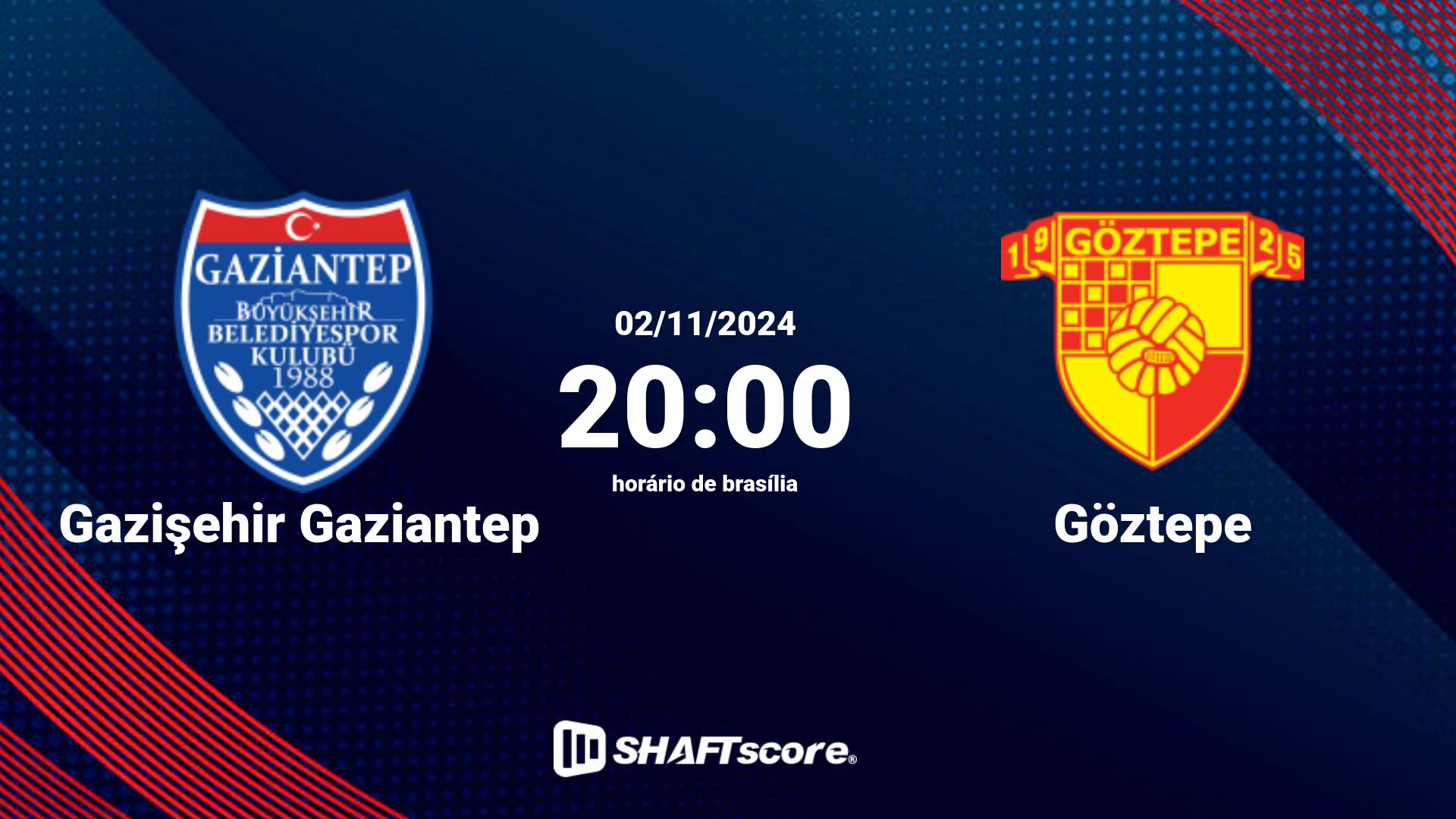 Estatísticas do jogo Gazişehir Gaziantep vs Göztepe 01.11 14:00