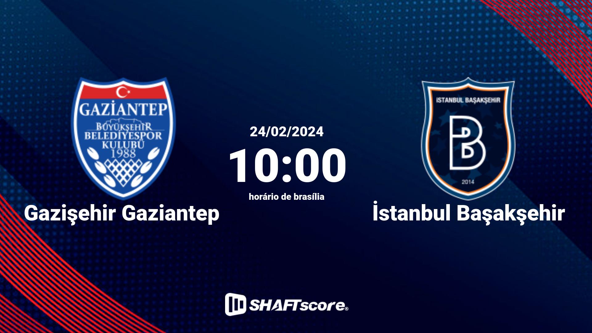 Estatísticas do jogo Gazişehir Gaziantep vs İstanbul Başakşehir 24.02 10:00