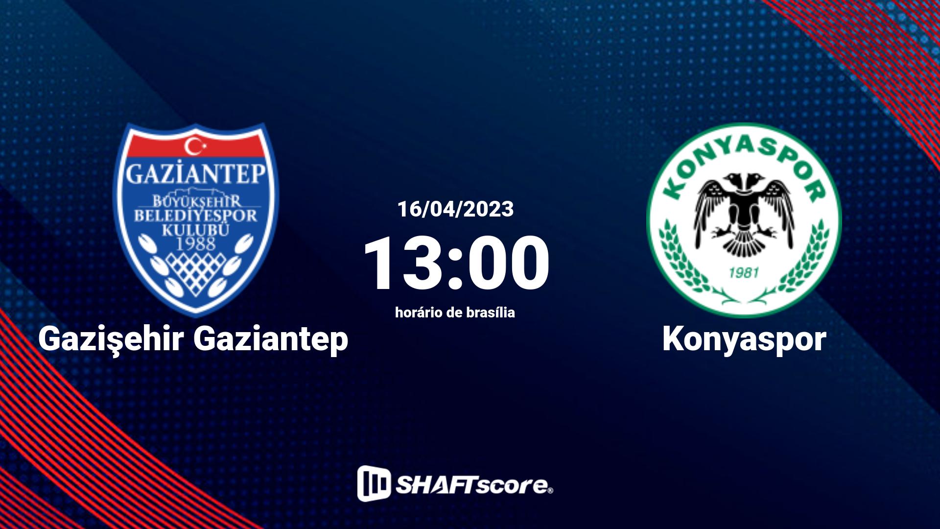 Estatísticas do jogo Gazişehir Gaziantep vs Konyaspor 16.04 13:00