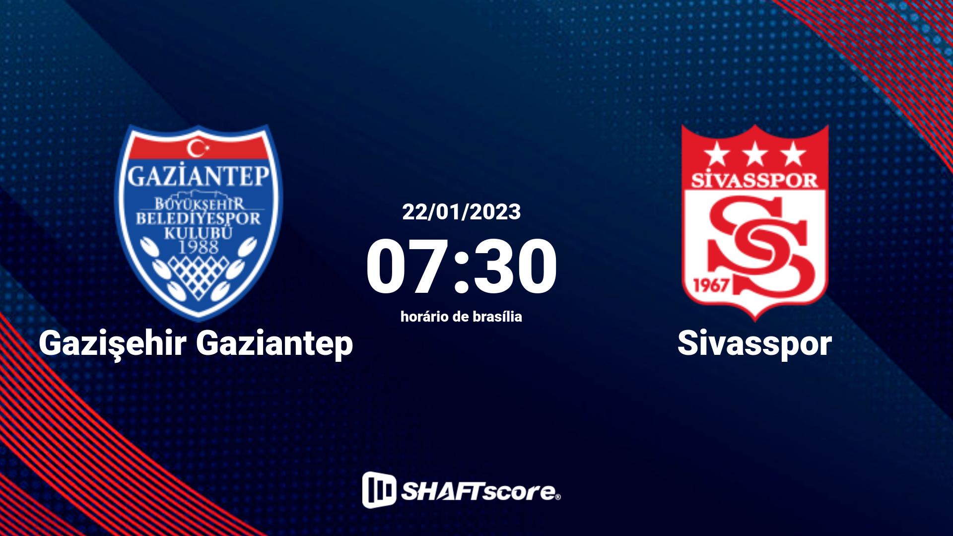 Estatísticas do jogo Gazişehir Gaziantep vs Sivasspor 22.01 07:30