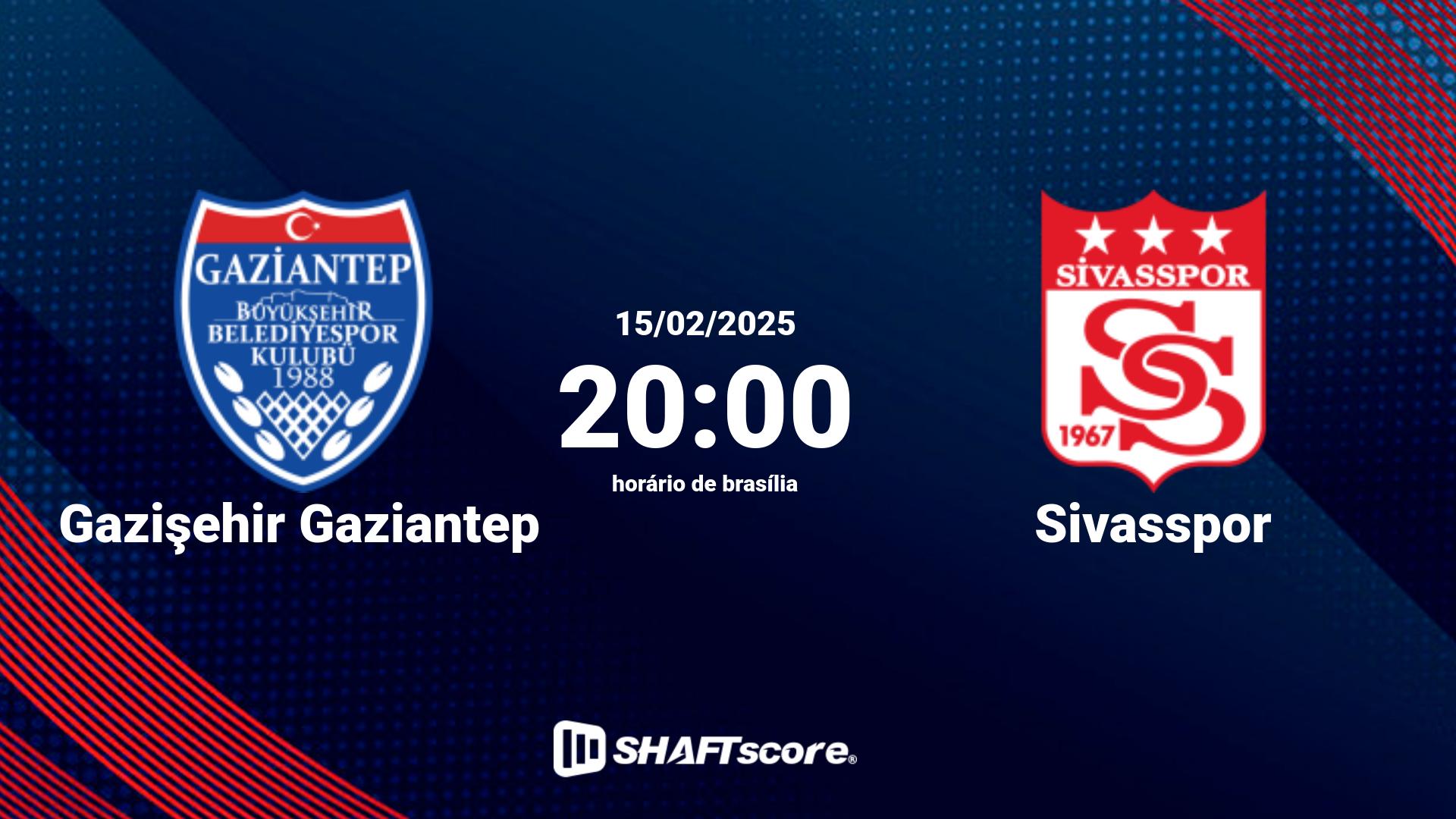 Estatísticas do jogo Gazişehir Gaziantep vs Sivasspor 15.02 20:00