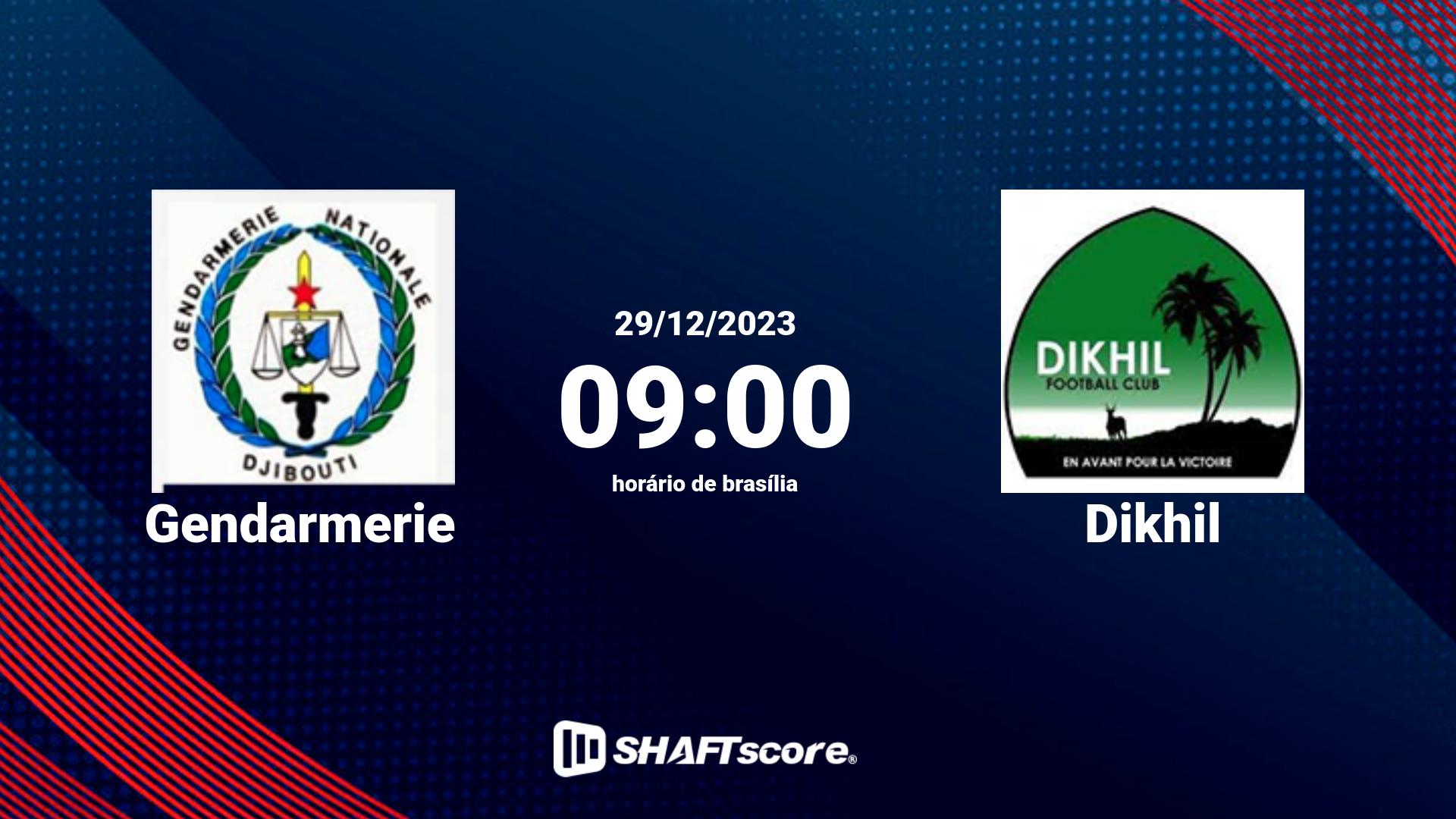 Estatísticas do jogo Gendarmerie vs Dikhil 29.12 09:00