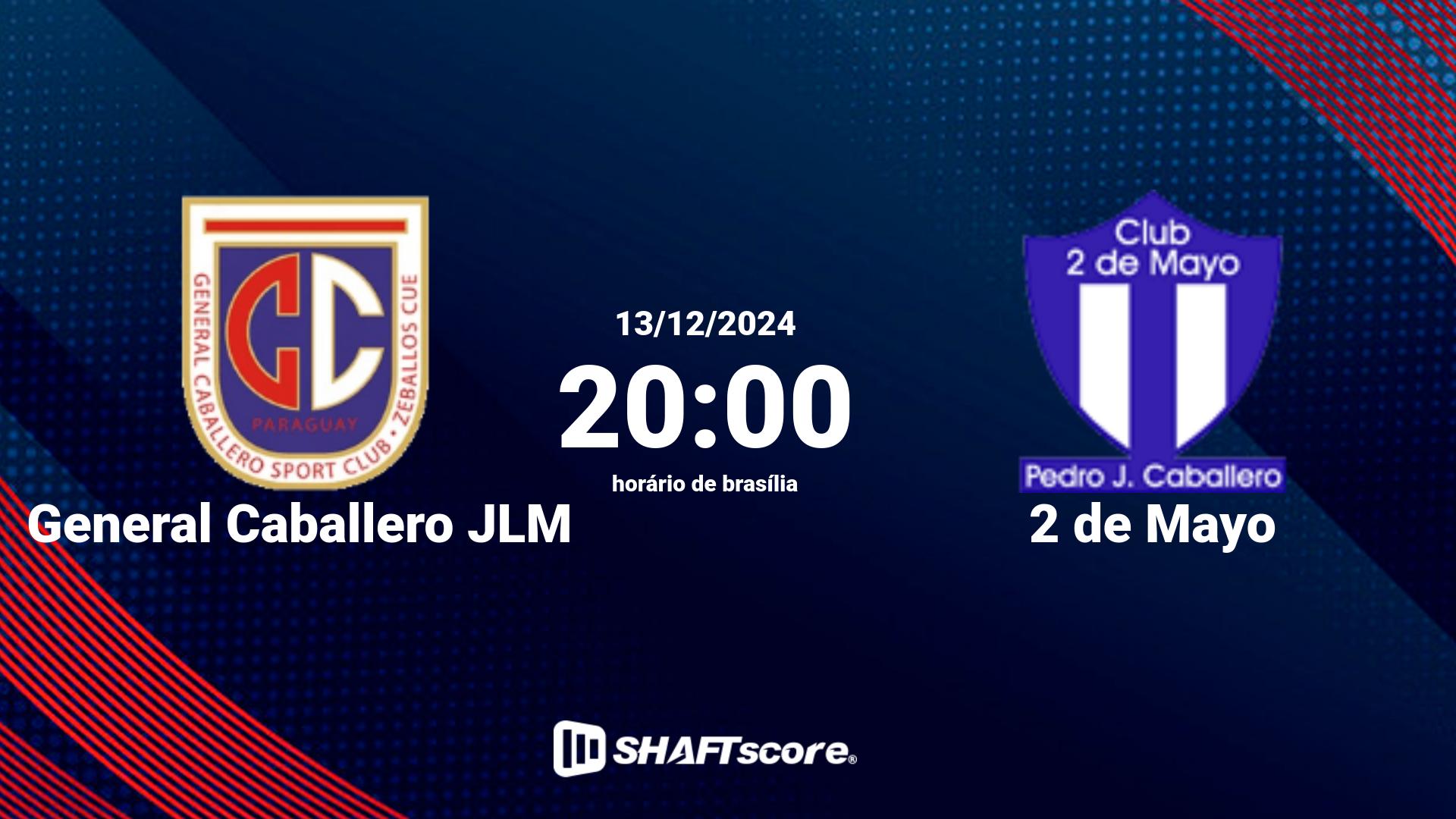 Estatísticas do jogo General Caballero JLM vs 2 de Mayo 13.12 20:00