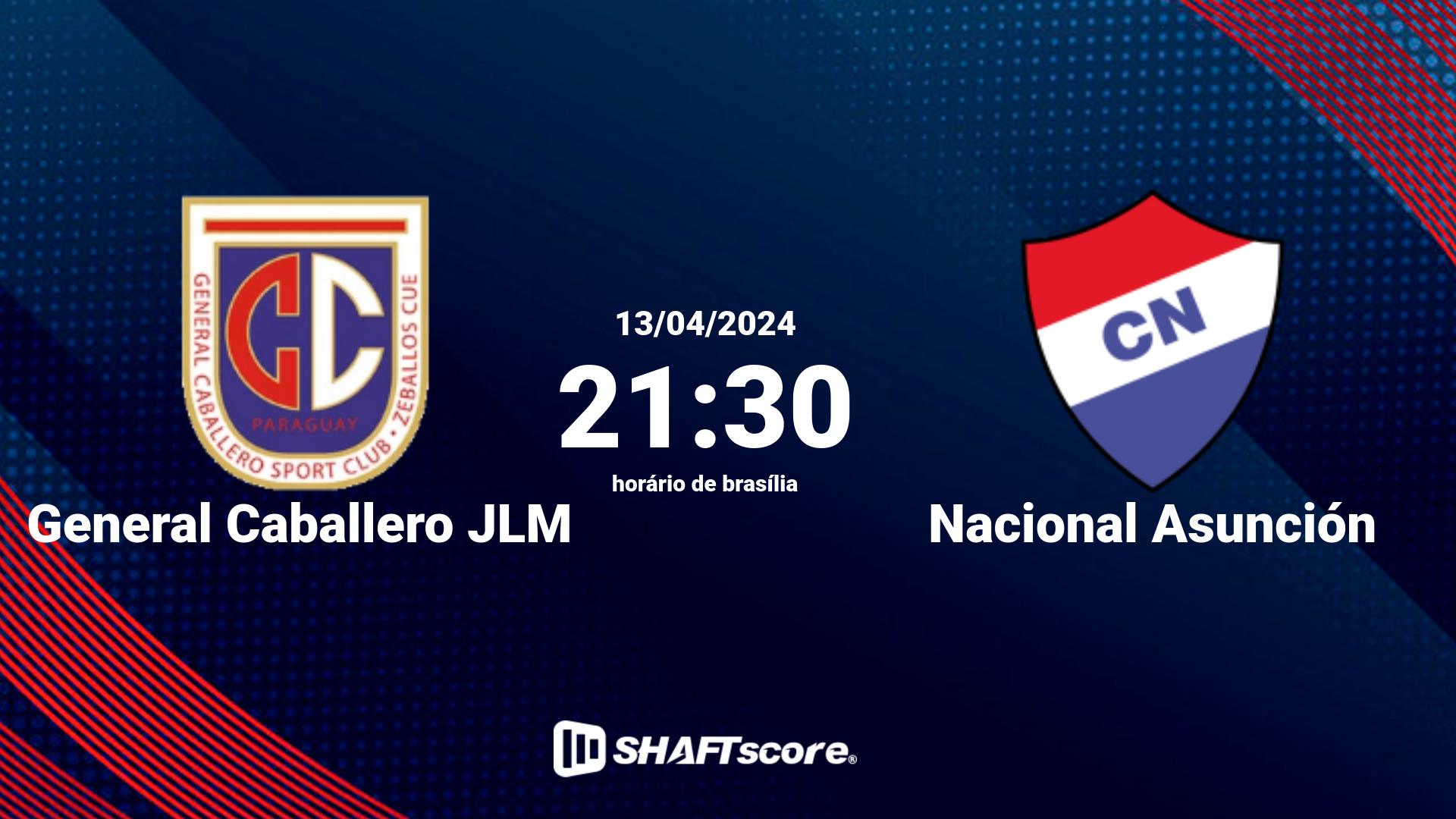 Estatísticas do jogo General Caballero JLM vs Nacional Asunción 13.04 21:30