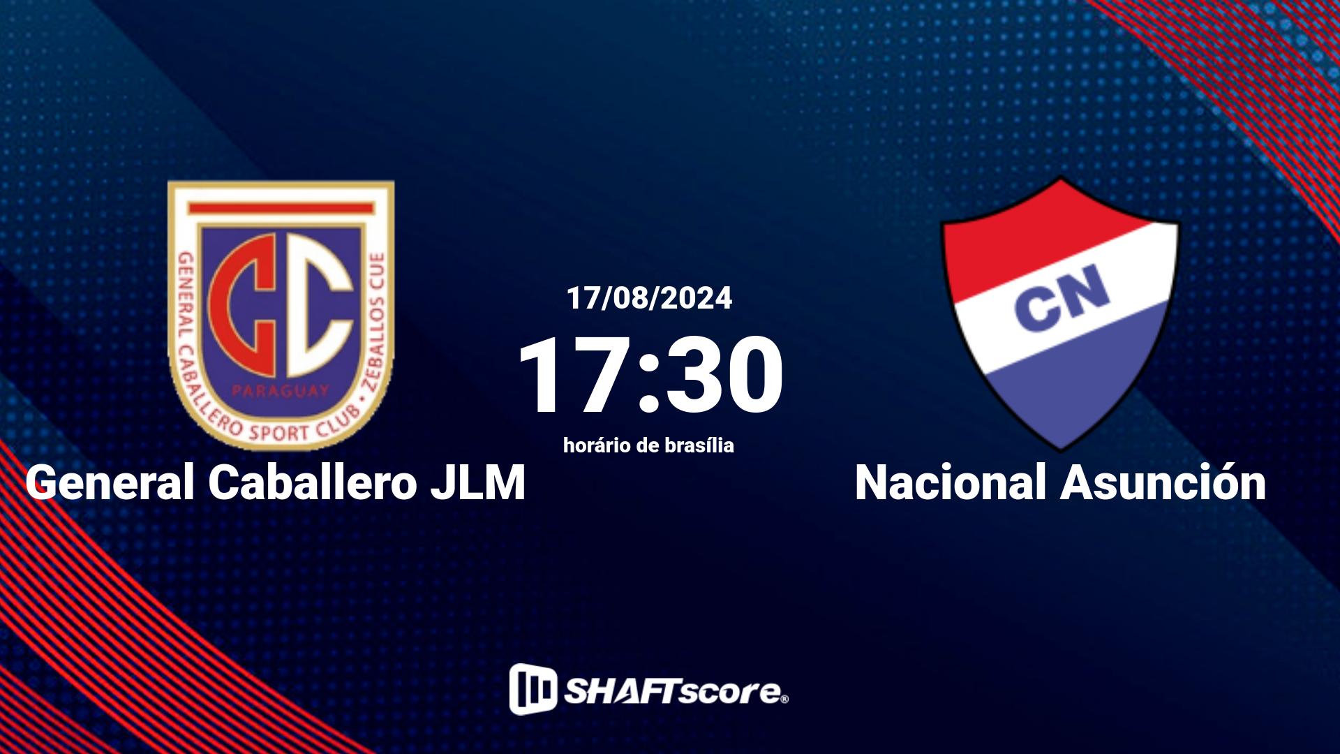 Estatísticas do jogo General Caballero JLM vs Nacional Asunción 17.08 17:30