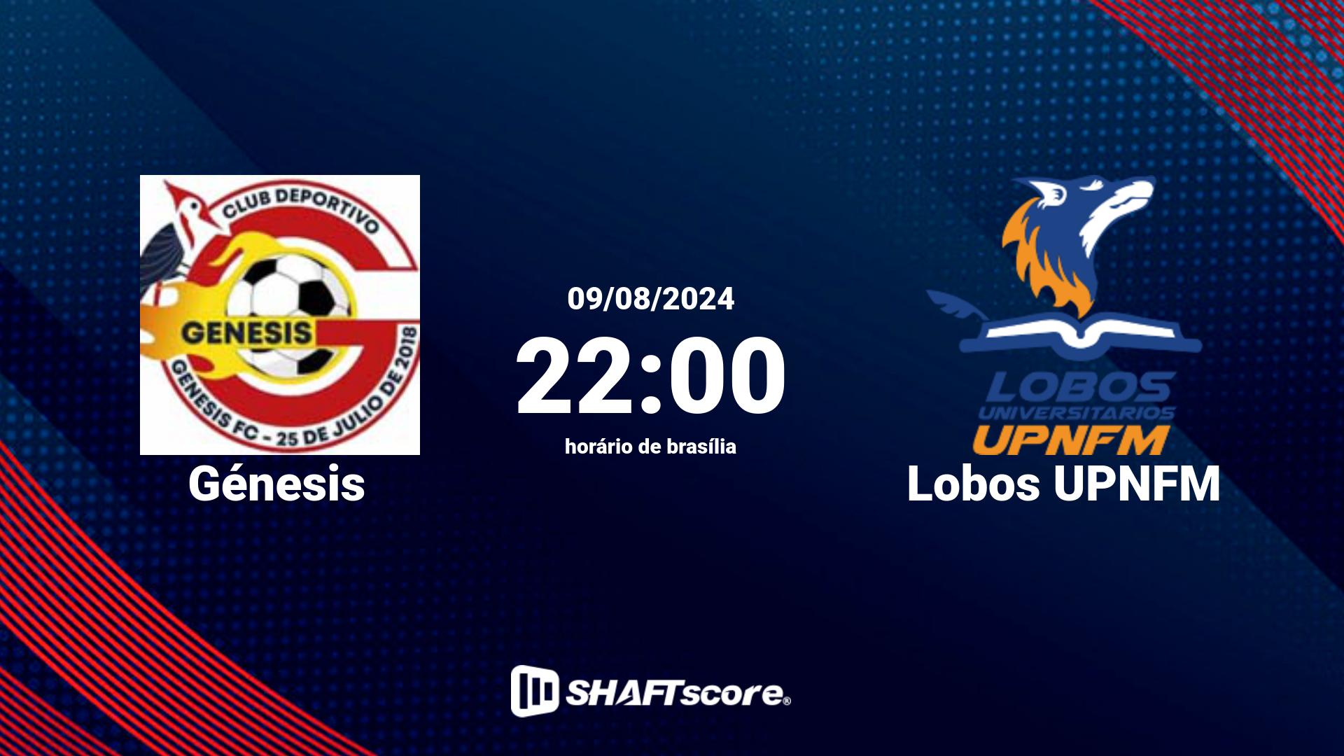 Estatísticas do jogo Génesis vs Lobos UPNFM 09.08 22:00