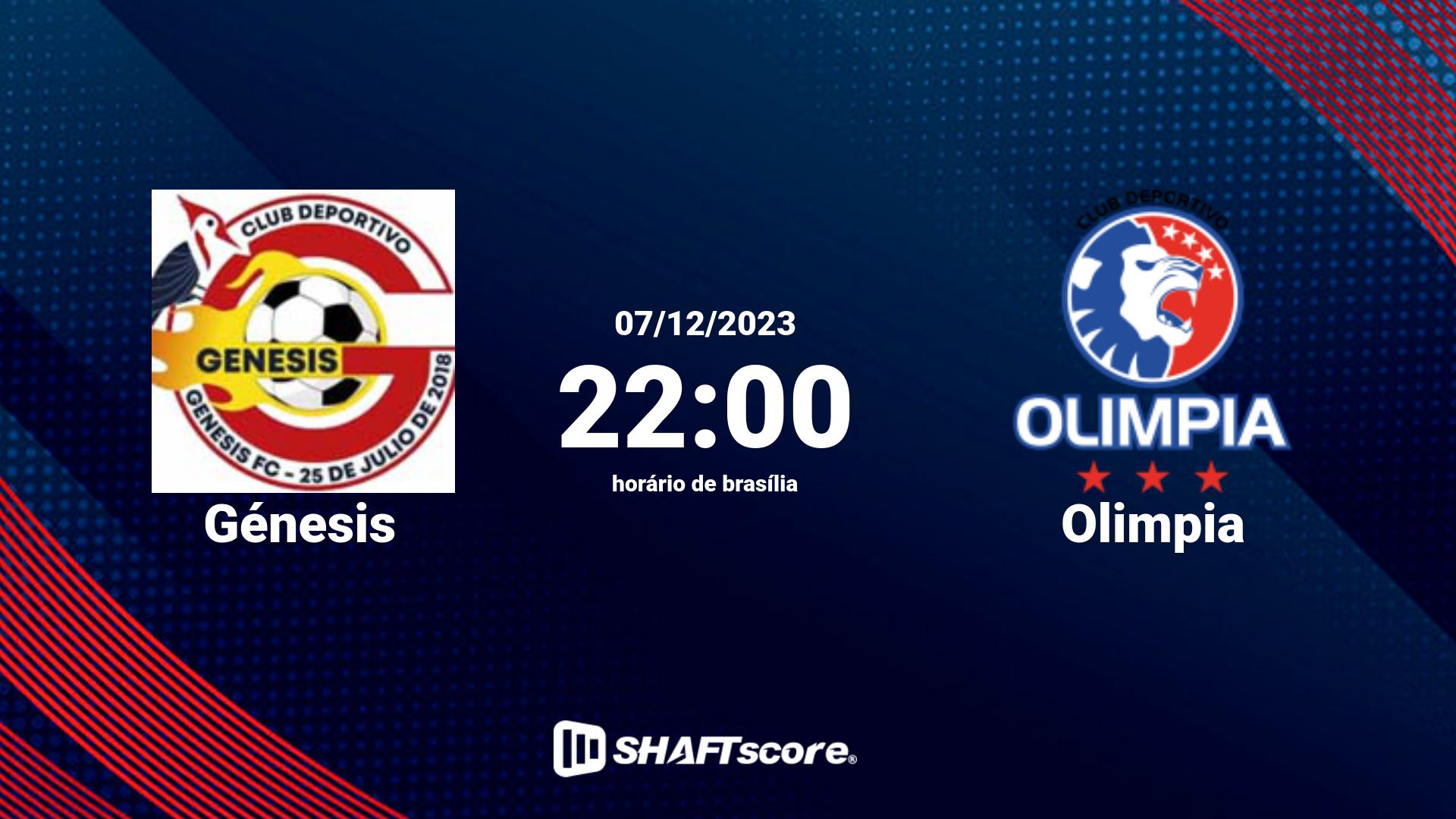 Estatísticas do jogo Génesis vs Olimpia 07.12 22:00