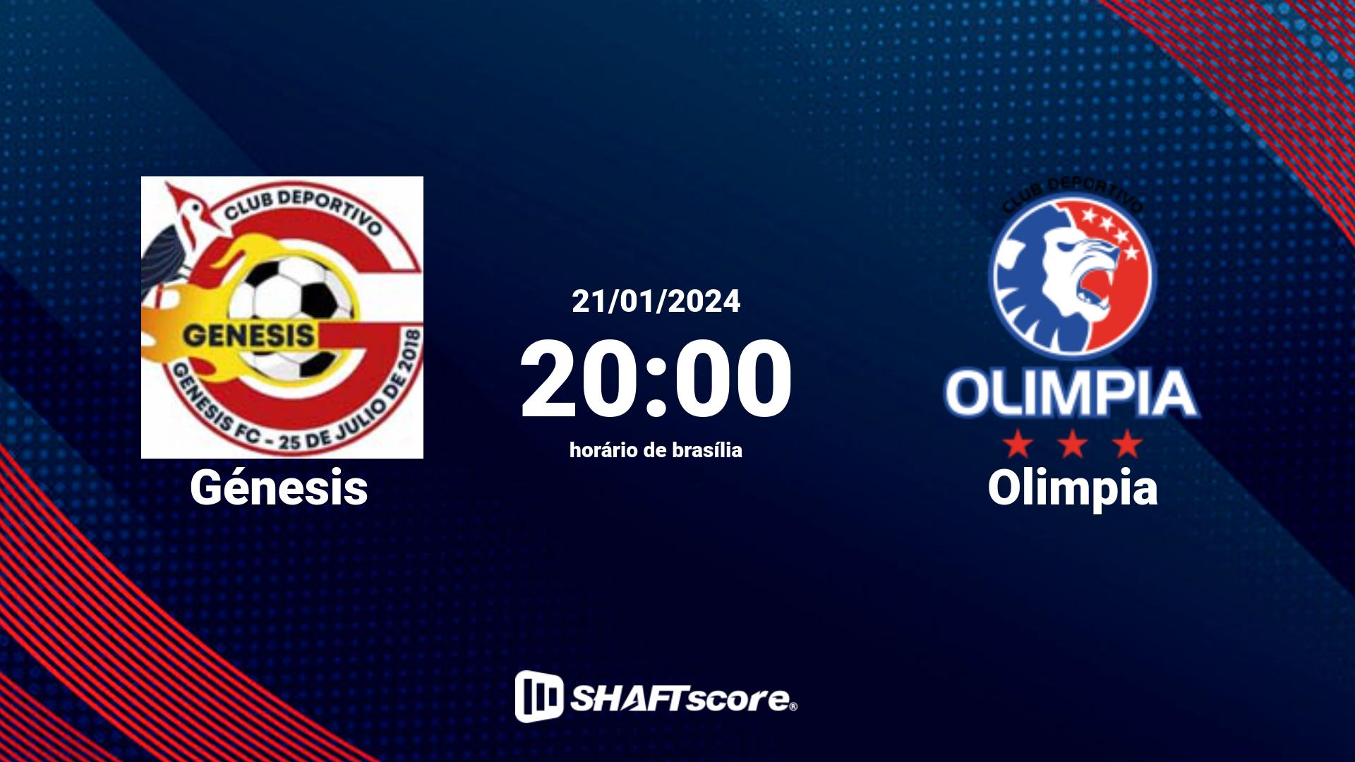 Estatísticas do jogo Génesis vs Olimpia 21.01 20:00