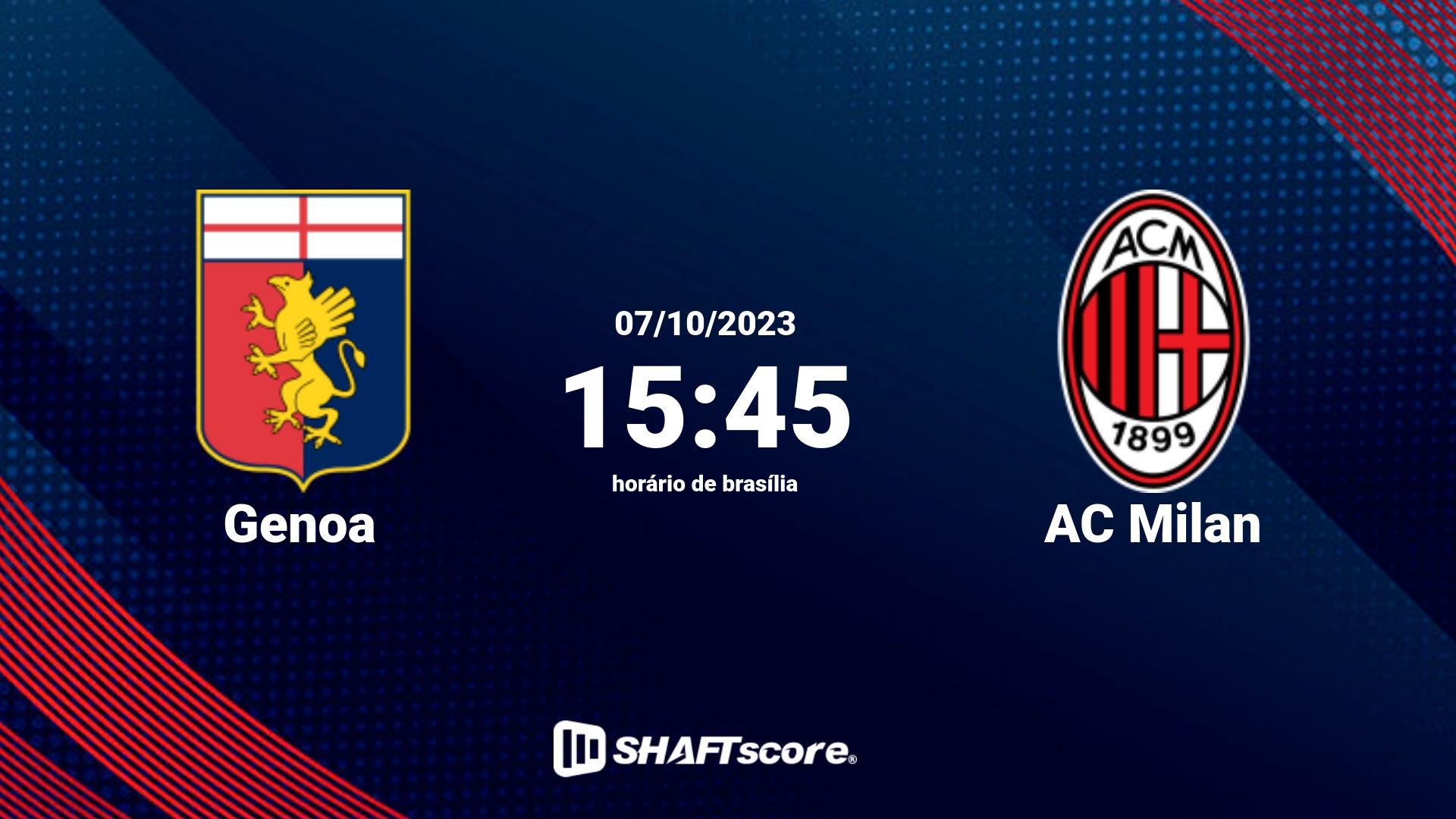 Estatísticas do jogo Genoa vs AC Milan 07.10 15:45