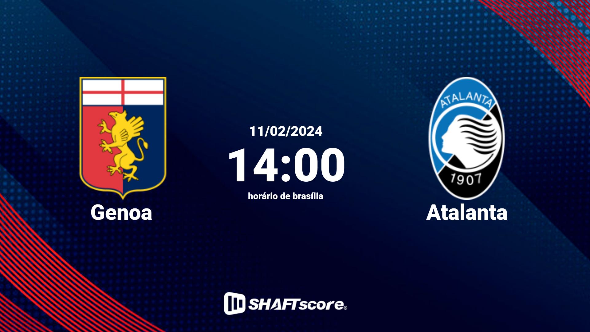 Estatísticas do jogo Genoa vs Atalanta 11.02 14:00