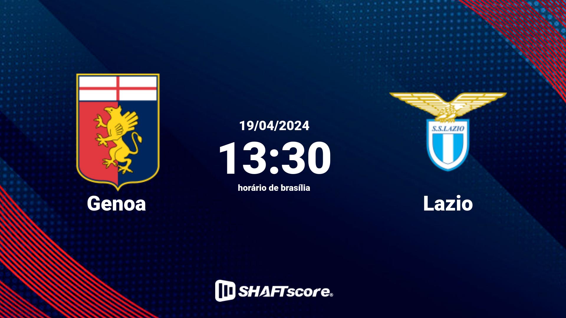 Estatísticas do jogo Genoa vs Lazio 19.04 13:30