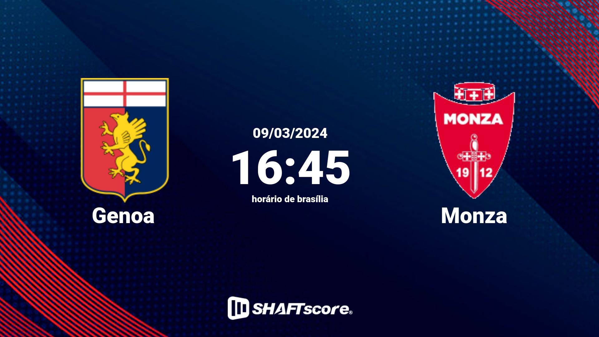 Estatísticas do jogo Genoa vs Monza 09.03 16:45