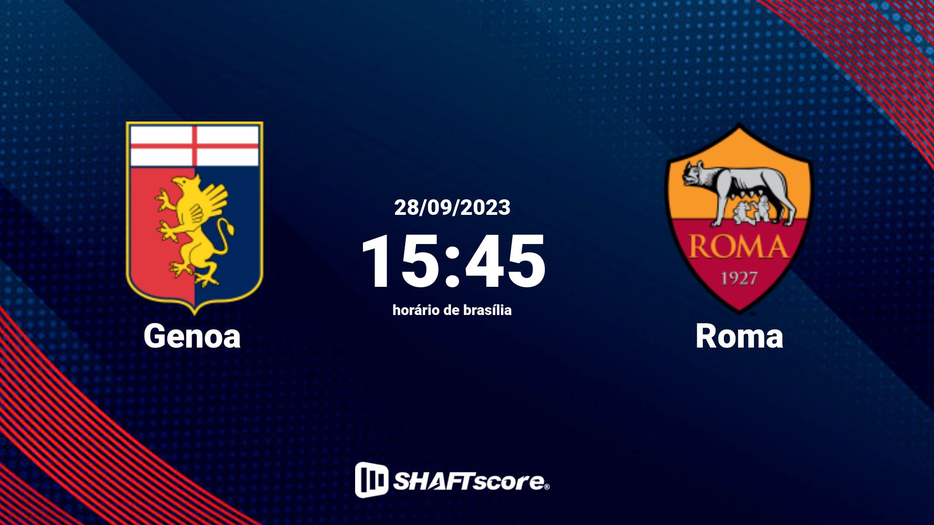 Estatísticas do jogo Genoa vs Roma 28.09 15:45