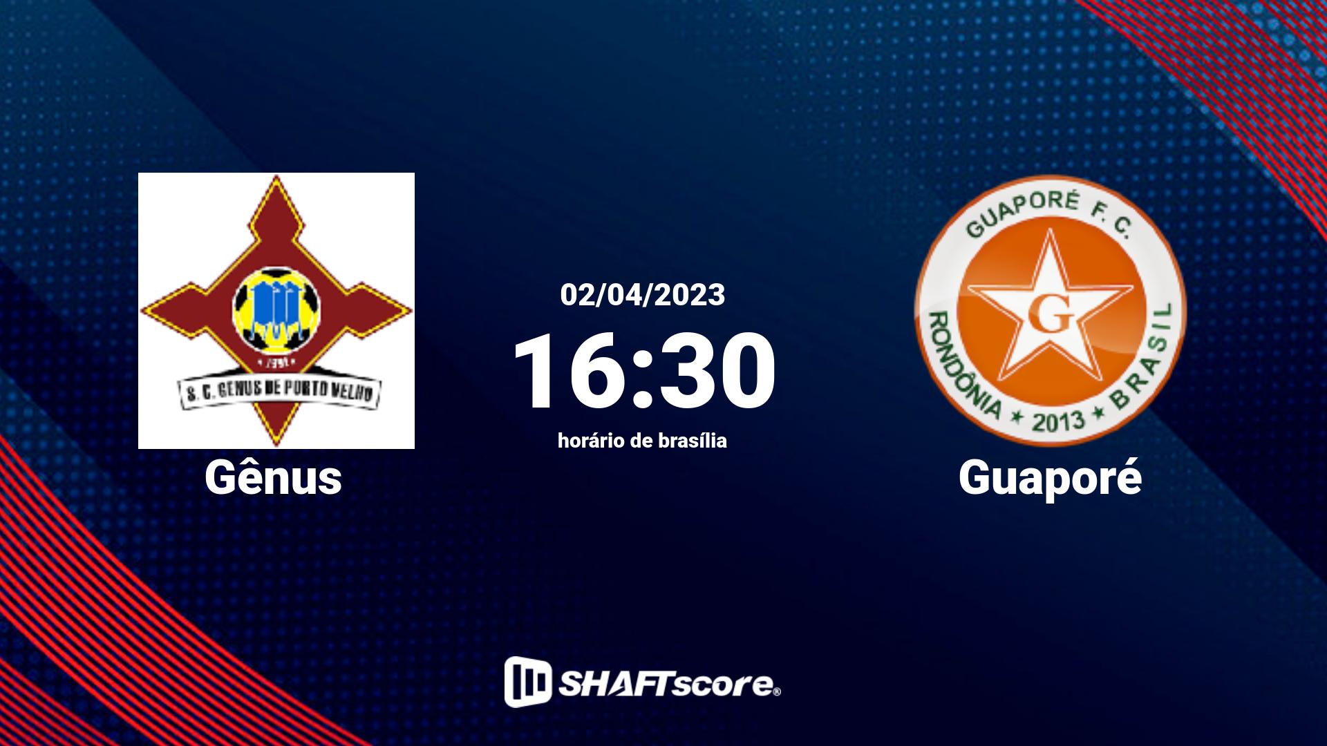 Estatísticas do jogo Gênus vs Guaporé 02.04 16:30