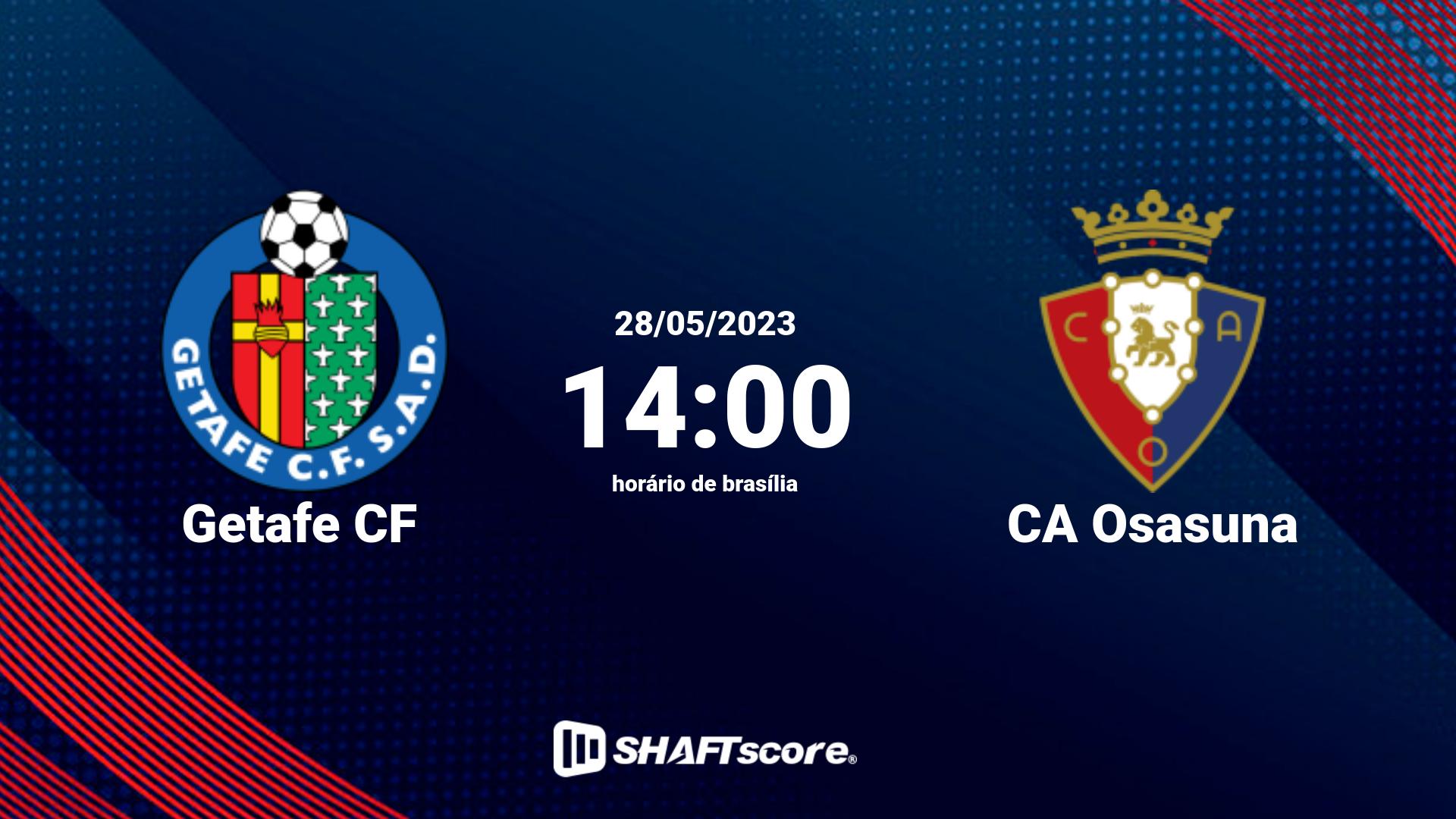 Estatísticas do jogo Getafe CF vs CA Osasuna 28.05 14:00