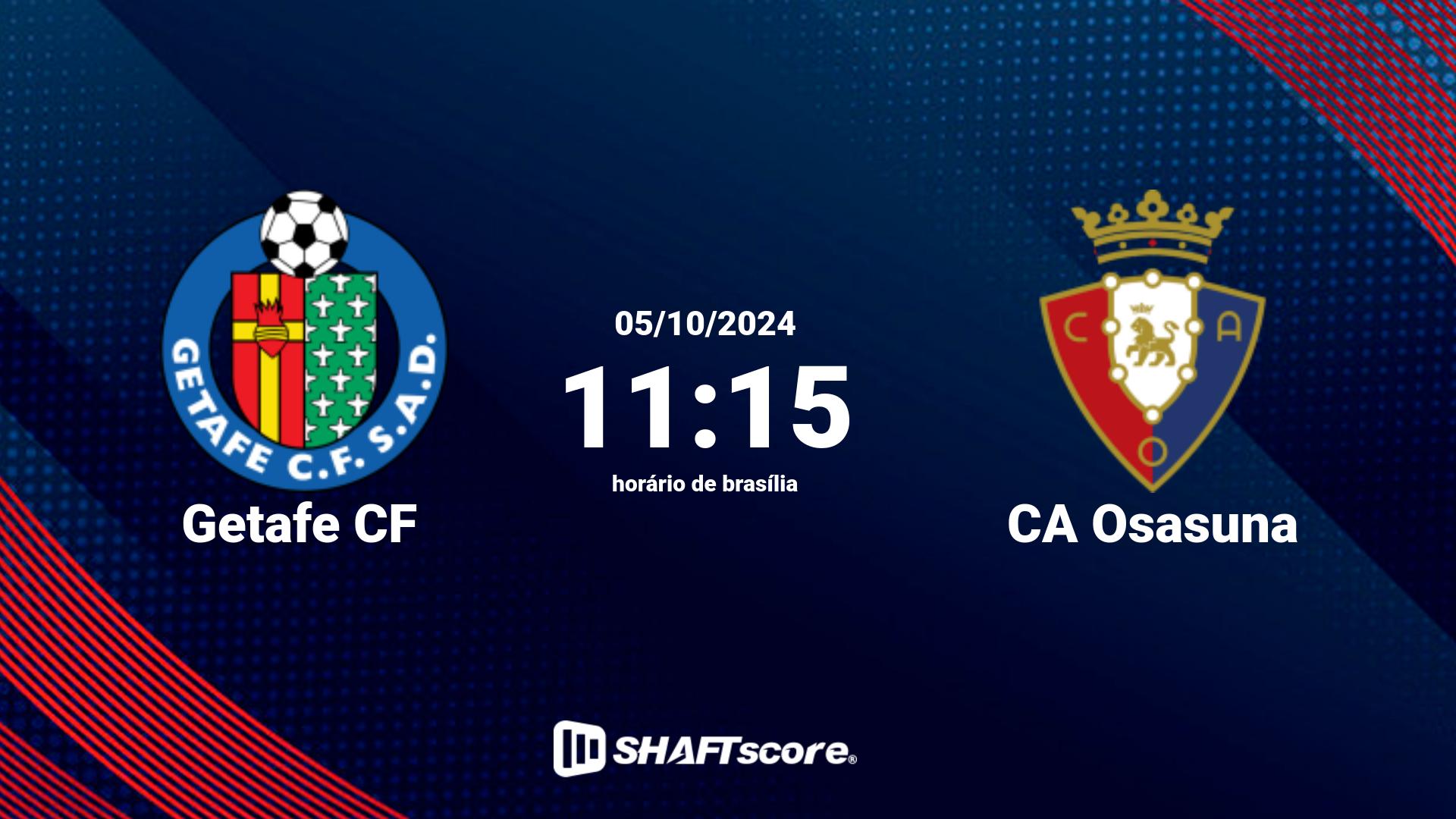 Estatísticas do jogo Getafe CF vs CA Osasuna 05.10 11:15