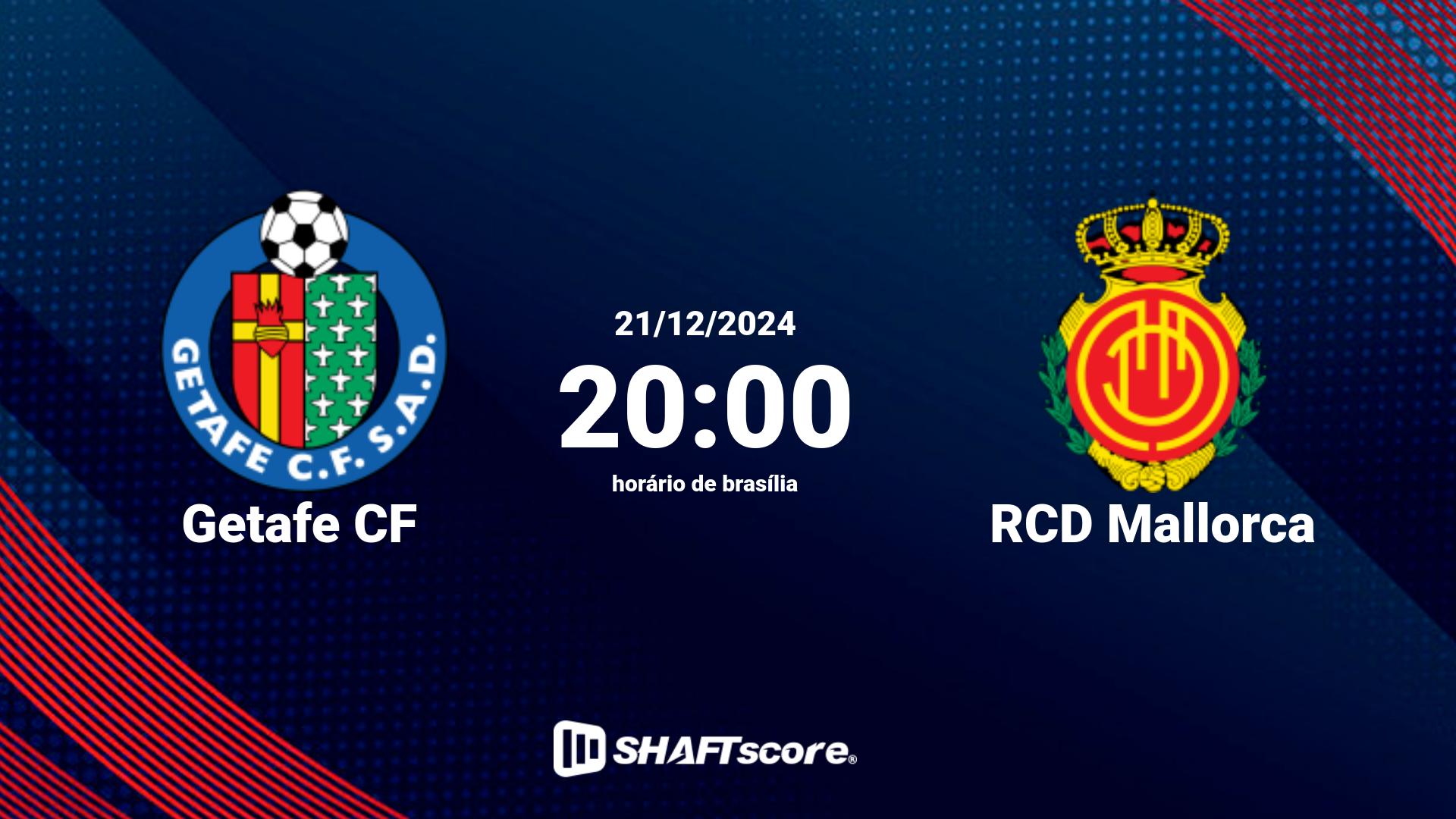 Estatísticas do jogo Getafe CF vs RCD Mallorca 21.12 20:00