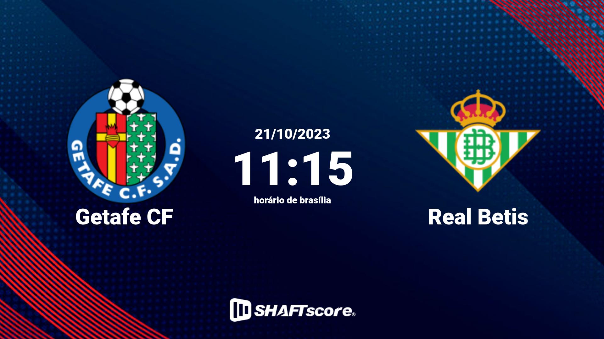 Estatísticas do jogo Getafe CF vs Real Betis 21.10 11:15