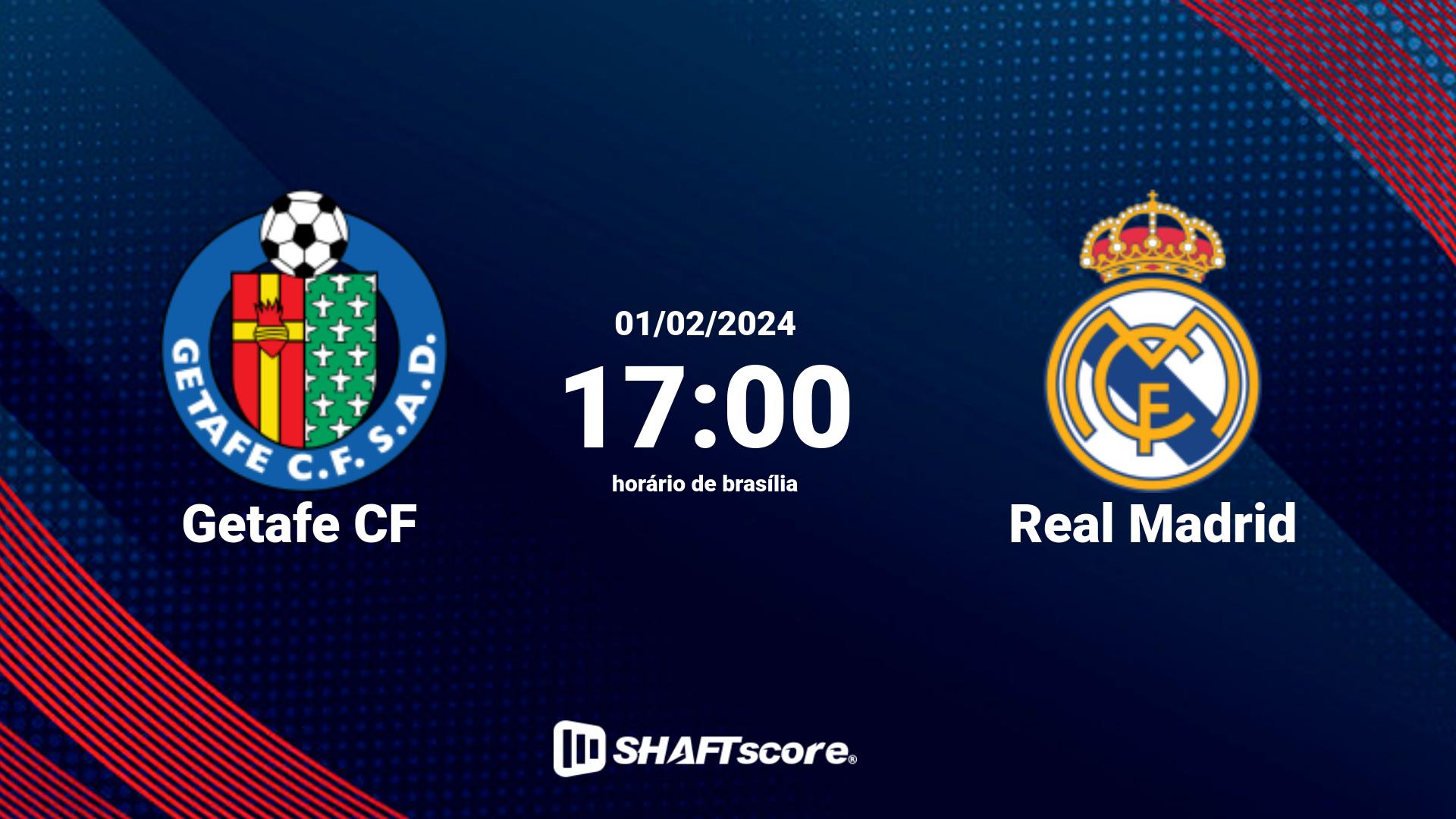 Estatísticas do jogo Getafe CF vs Real Madrid 01.02 17:00