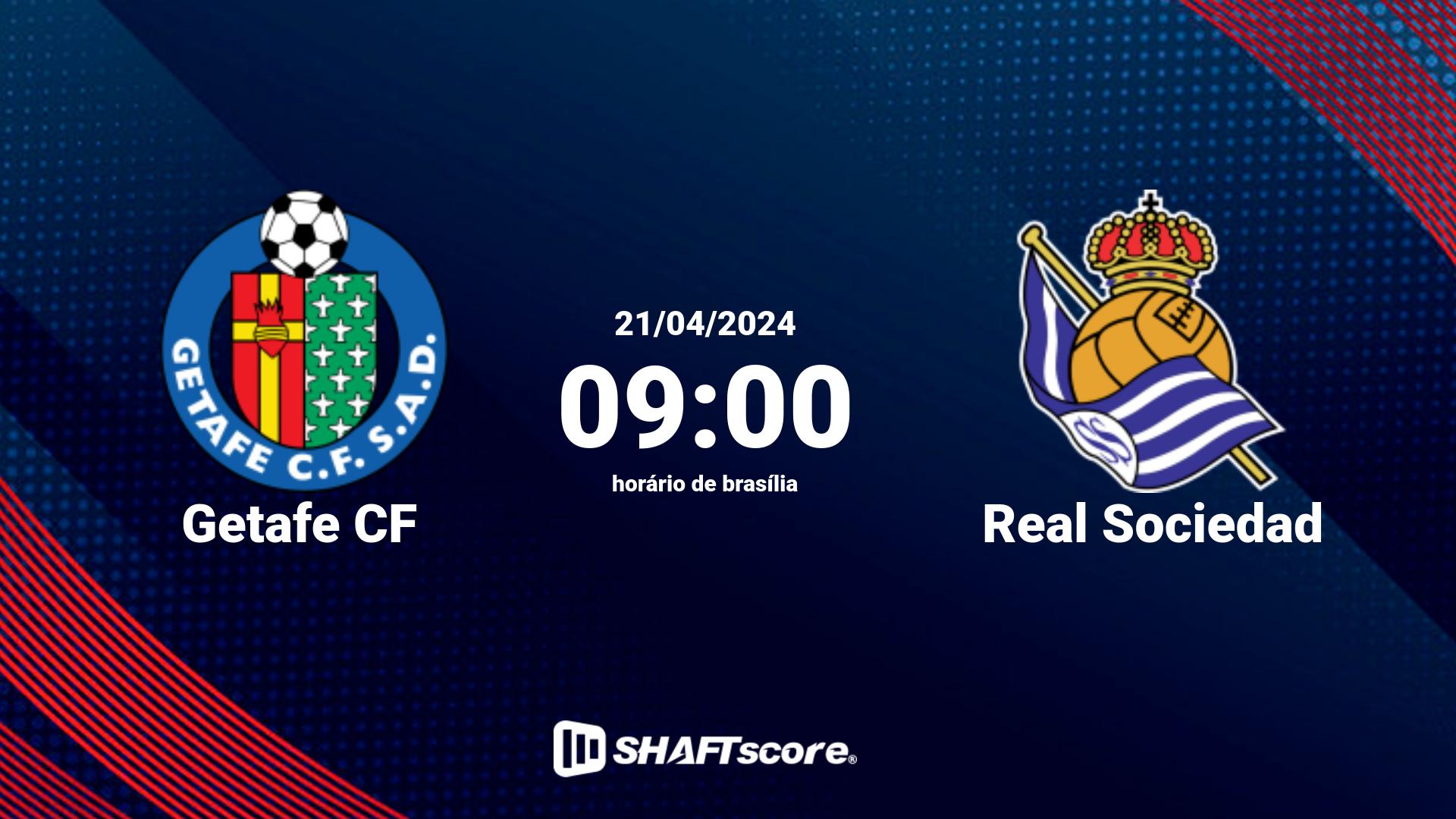 Estatísticas do jogo Getafe CF vs Real Sociedad 21.04 09:00