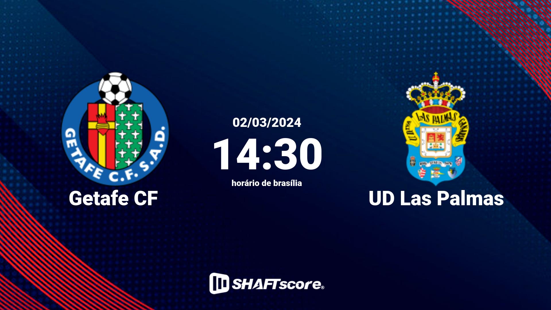 Estatísticas do jogo Getafe CF vs UD Las Palmas 02.03 14:30