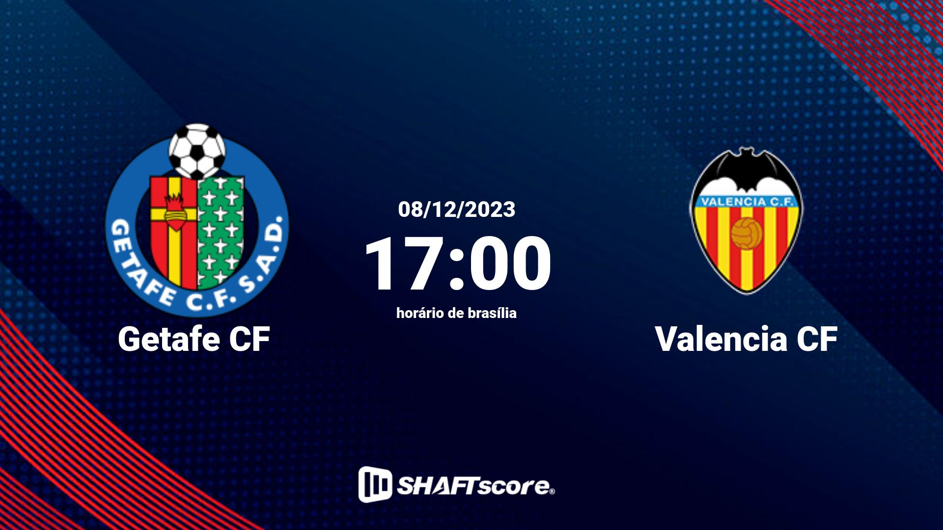 Estatísticas do jogo Getafe CF vs Valencia CF 08.12 17:00