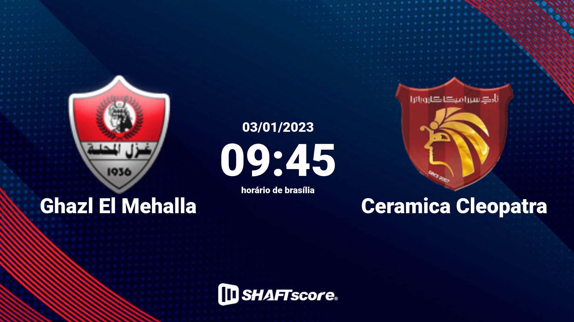 Estatísticas do jogo Ghazl El Mehalla vs Ceramica Cleopatra 03.01 09:45